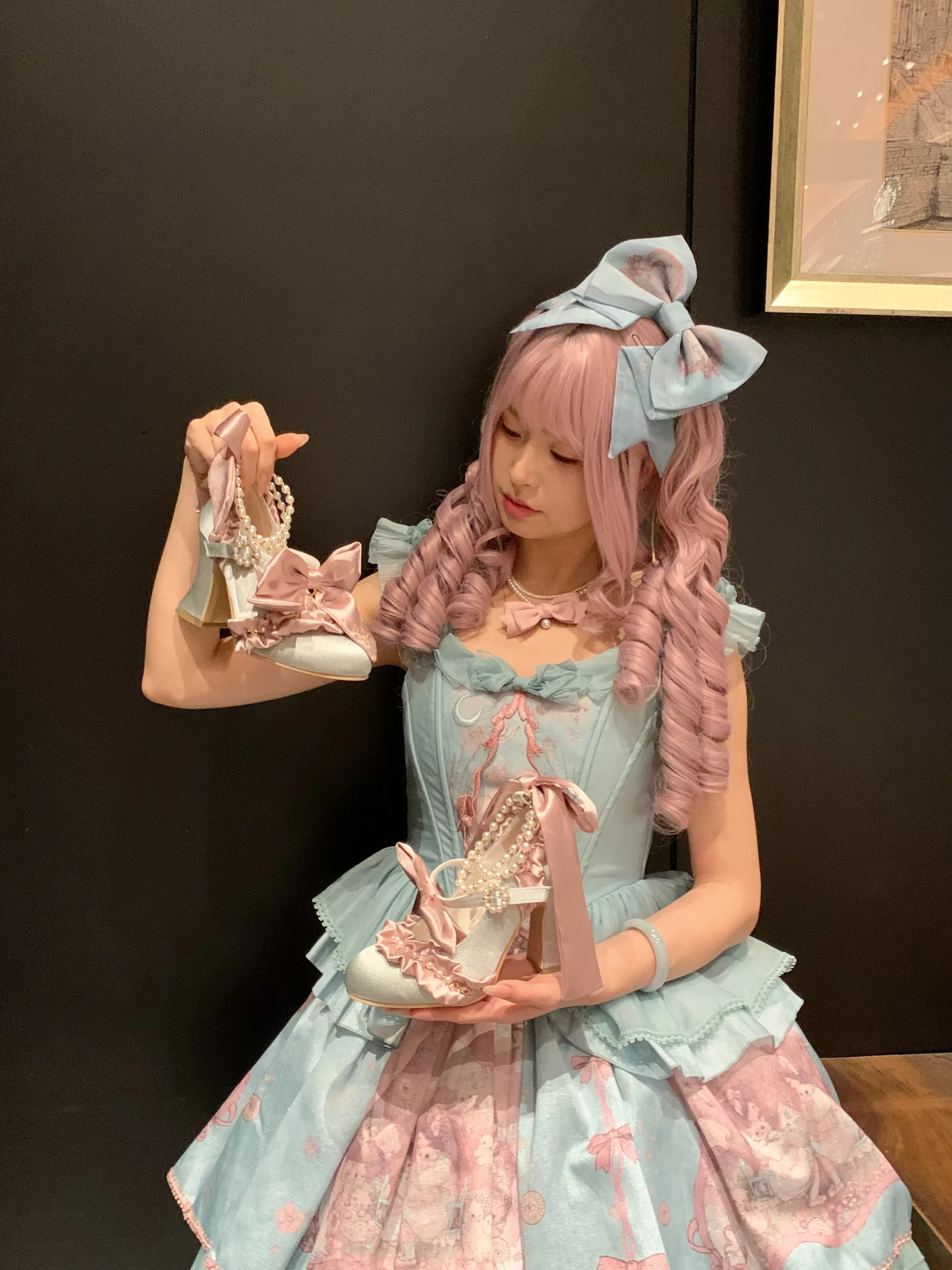 Ribbon Anthem - Gorgeous Classic Lolita Heels, Detachable Bow & Pearl - Image 8