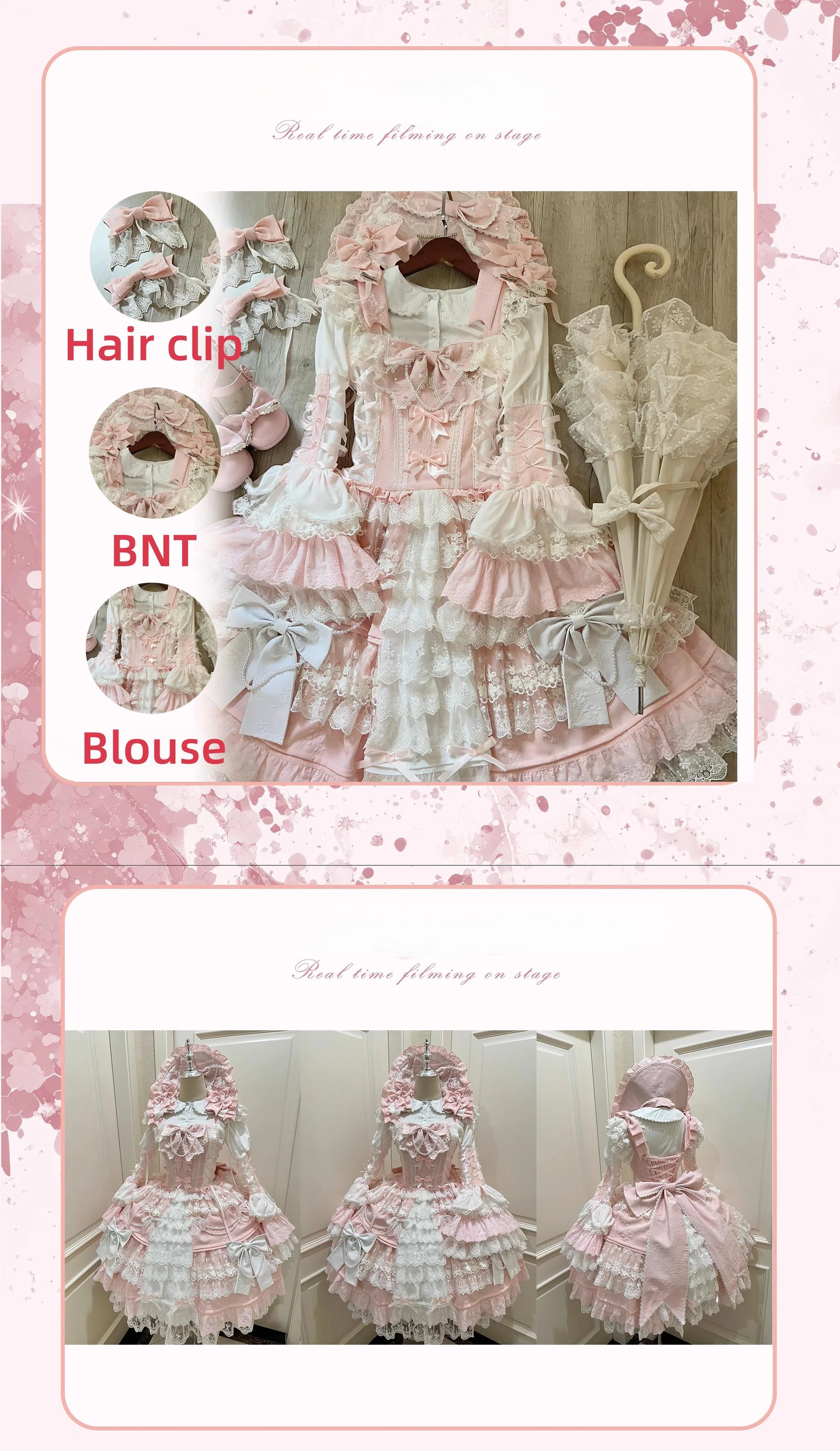Peach Bunny - Sakura Love - Gorgeous Doll-like Lolita Dress Suit, Tiered Skirt - Image 14