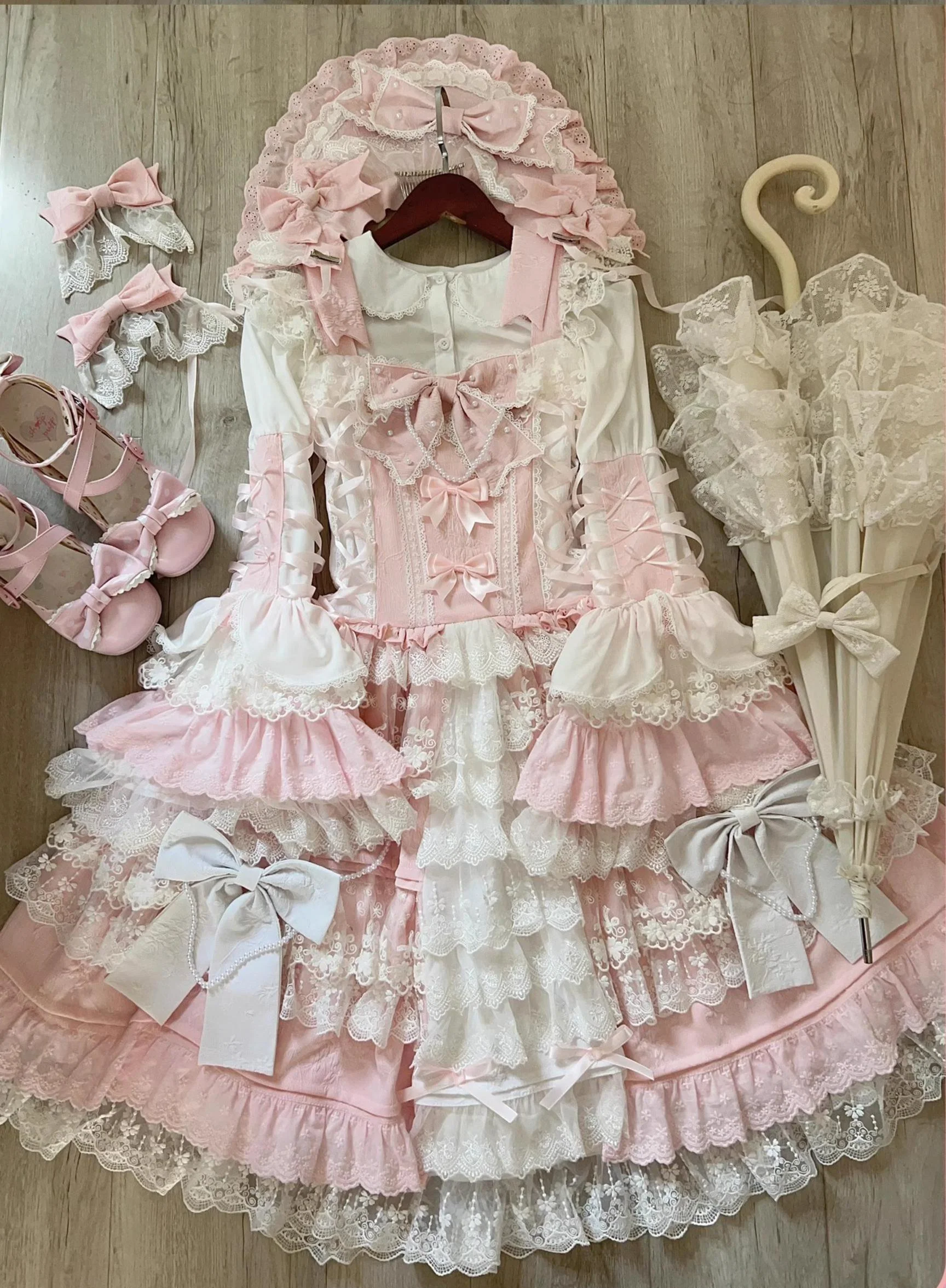 Peach Bunny - Sakura Love - Gorgeous Doll-like Lolita Dress Suit, Tiered Skirt - Image 15