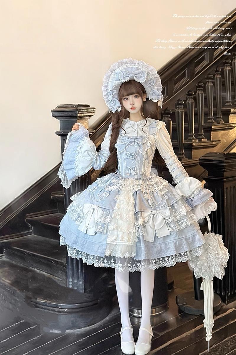 Peach Bunny - Sakura Love - Gorgeous Doll-like Lolita Dress Suit, Tiered Skirt - Image 2