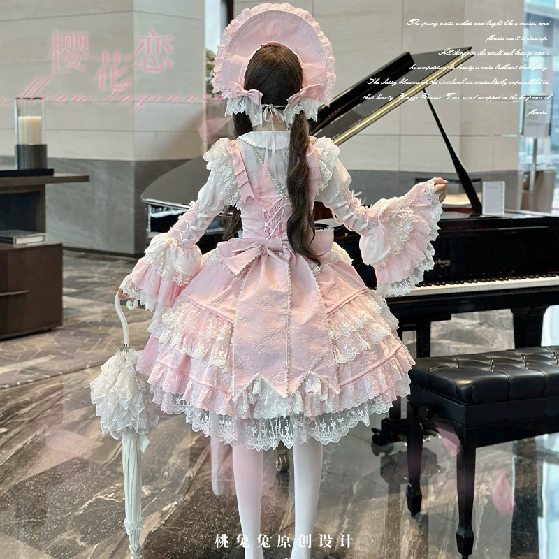 Peach Bunny - Sakura Love - Gorgeous Doll-like Lolita Dress Suit, Tiered Skirt - Image 7