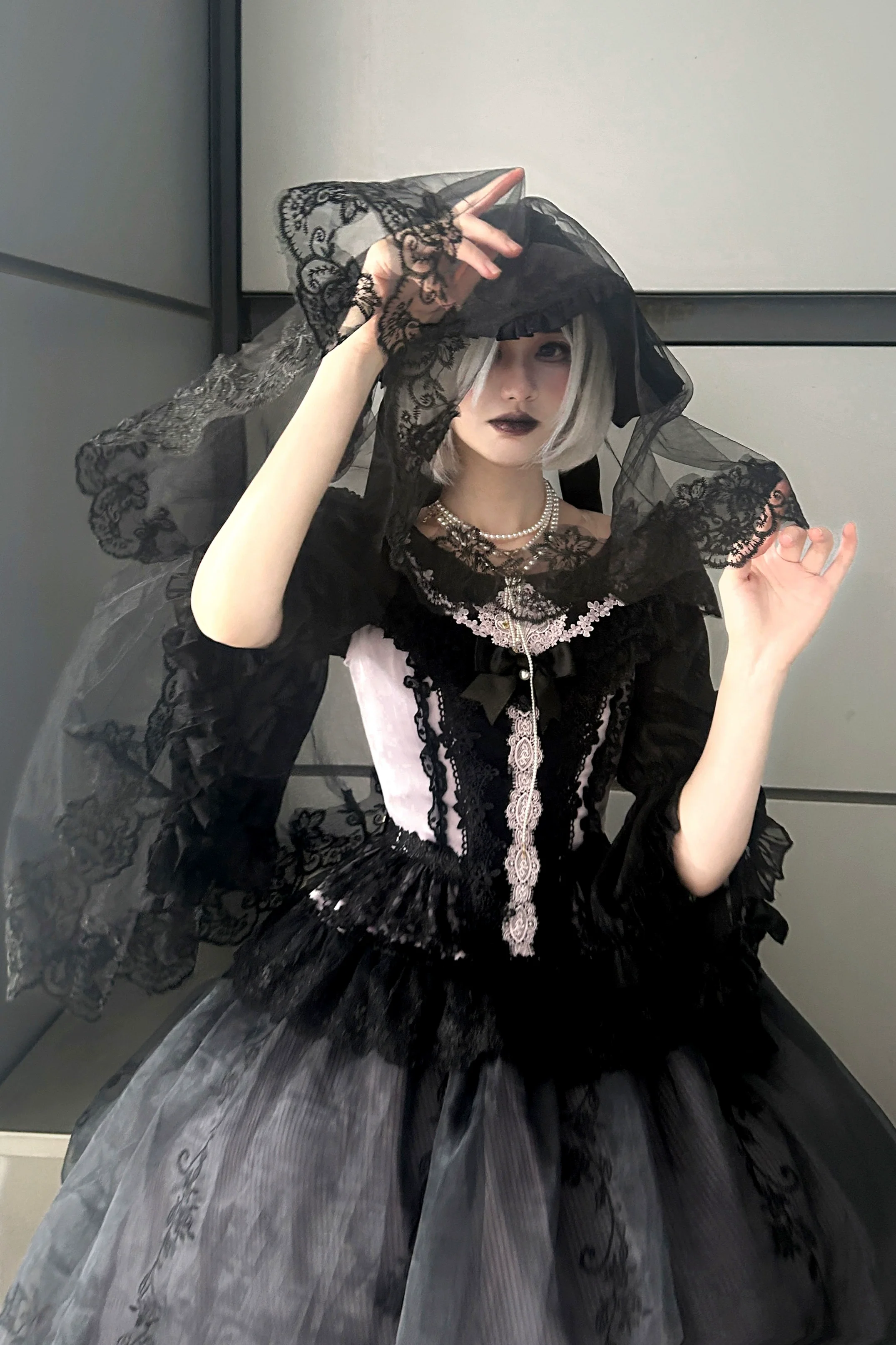 AuroraBorealis - Moonshadow - Gorgeous Wedding Lolita Dress Set Embroidered JSK SK and Bodice - Image 17