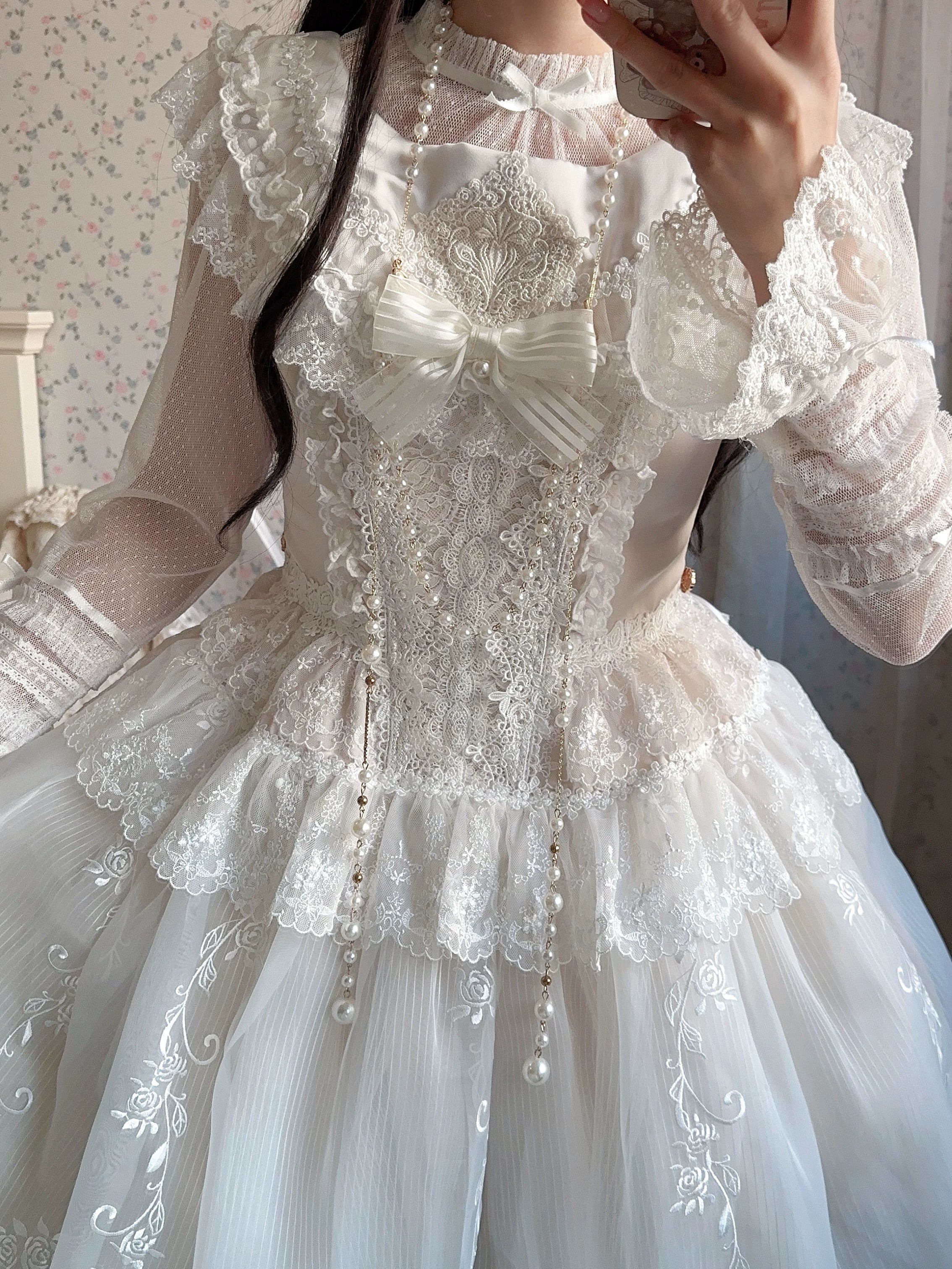 AuroraBorealis - Moonshadow - Gorgeous Wedding Lolita Dress Set Embroidered JSK SK and Bodice - Image 33