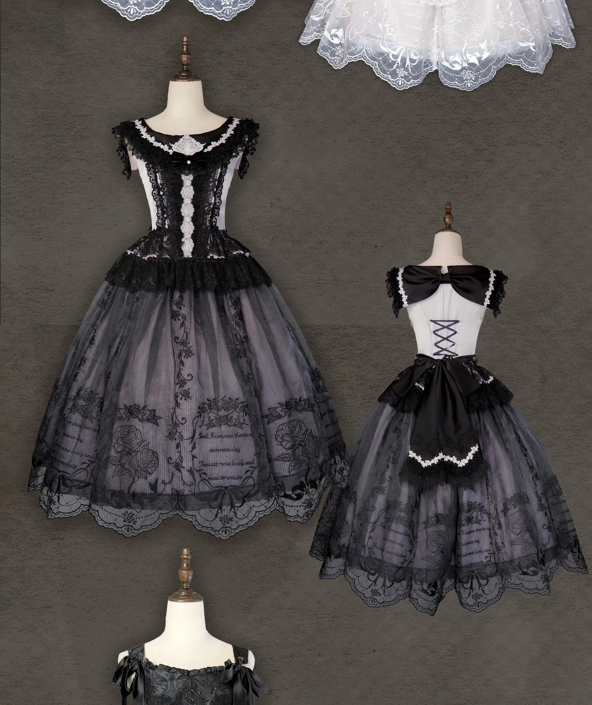 AuroraBorealis - Moonshadow - Gorgeous Wedding Lolita Dress Set Embroidered JSK SK and Bodice - Image 46