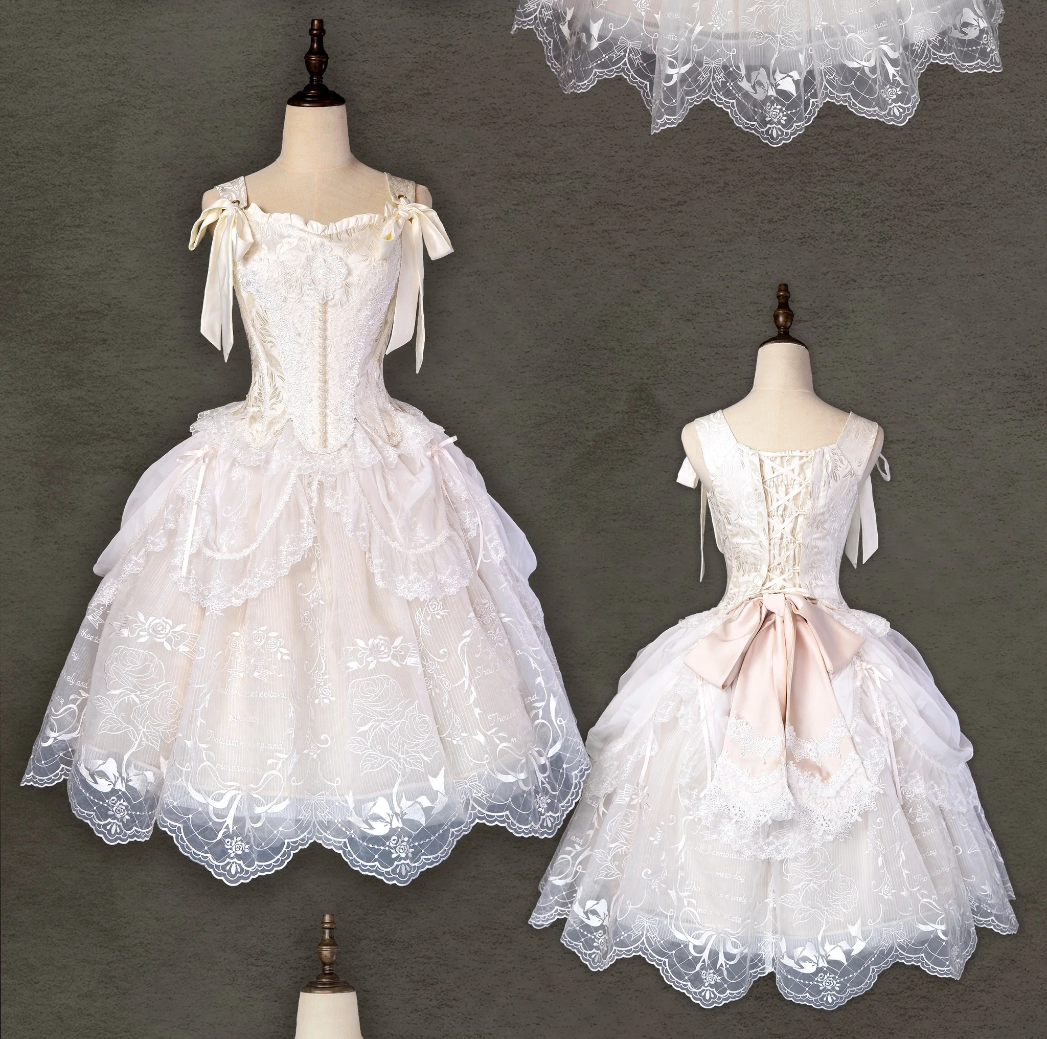 AuroraBorealis - Moonshadow - Gorgeous Wedding Lolita Dress Set Embroidered JSK SK and Bodice - Image 49