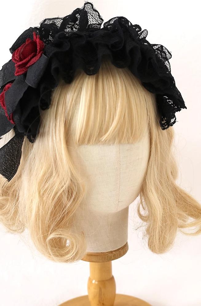Xiaogui - Goth Lolita Headwear Black Lace KC - Image 2