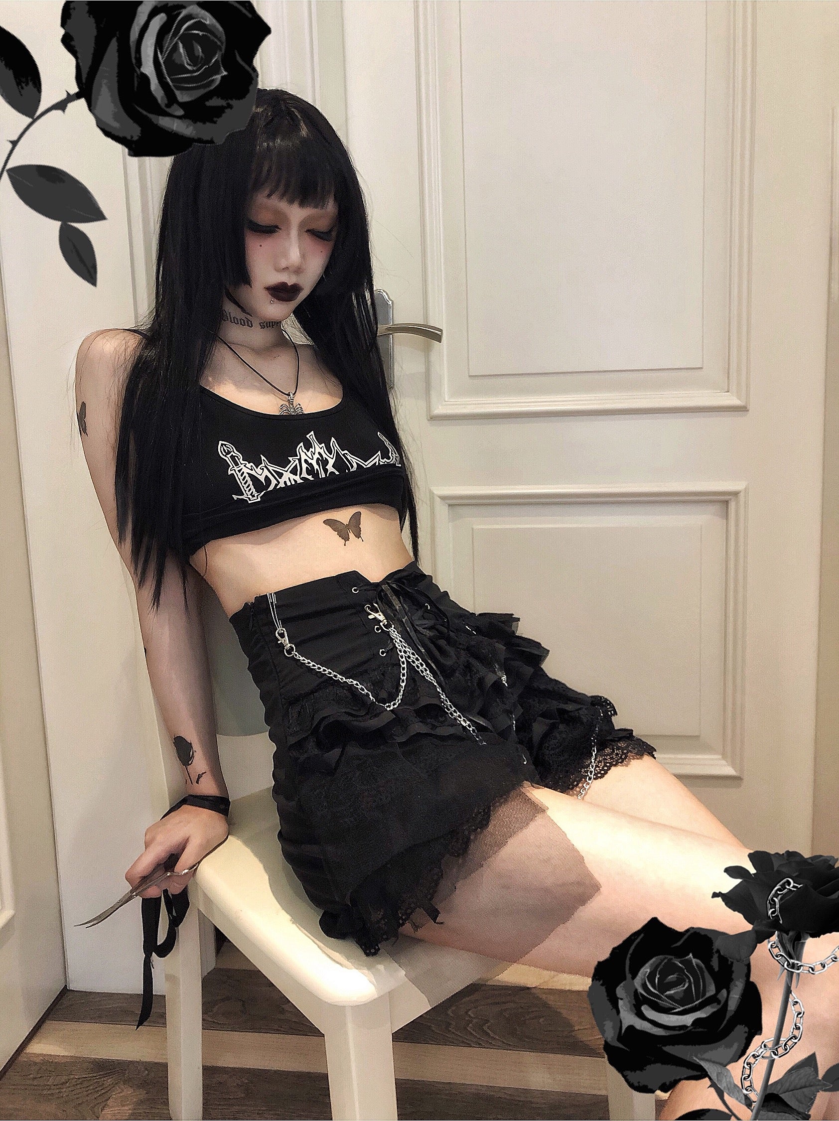 Gothic Punk Dark-Themed Lolita Black Skirt - Image 6