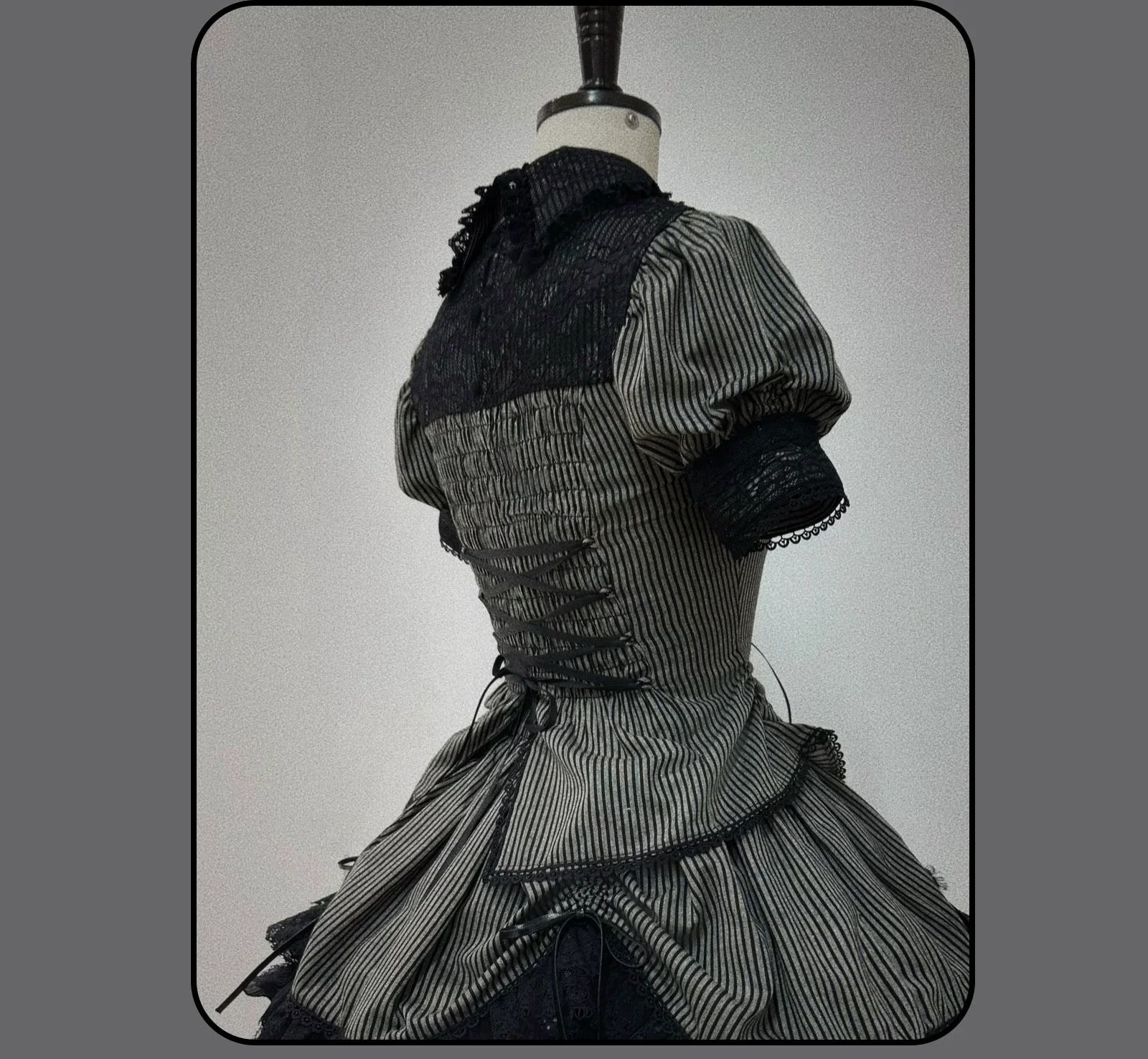 Striped Cross - Gothic Coordinated Lolita Set, Adjustable Blouse & Skirt - Image 24