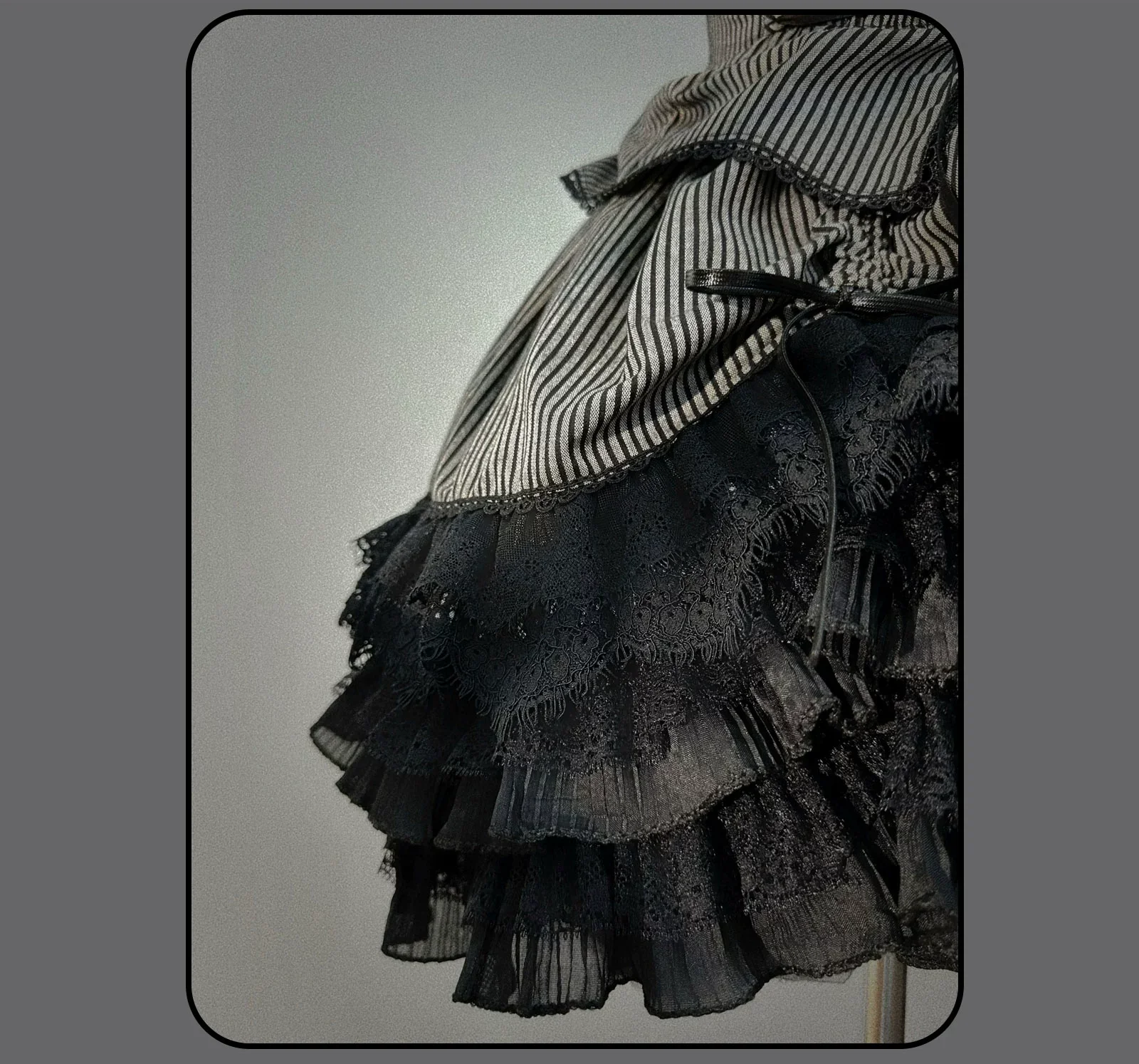 Striped Cross - Gothic Coordinated Lolita Set, Adjustable Blouse & Skirt - Image 27