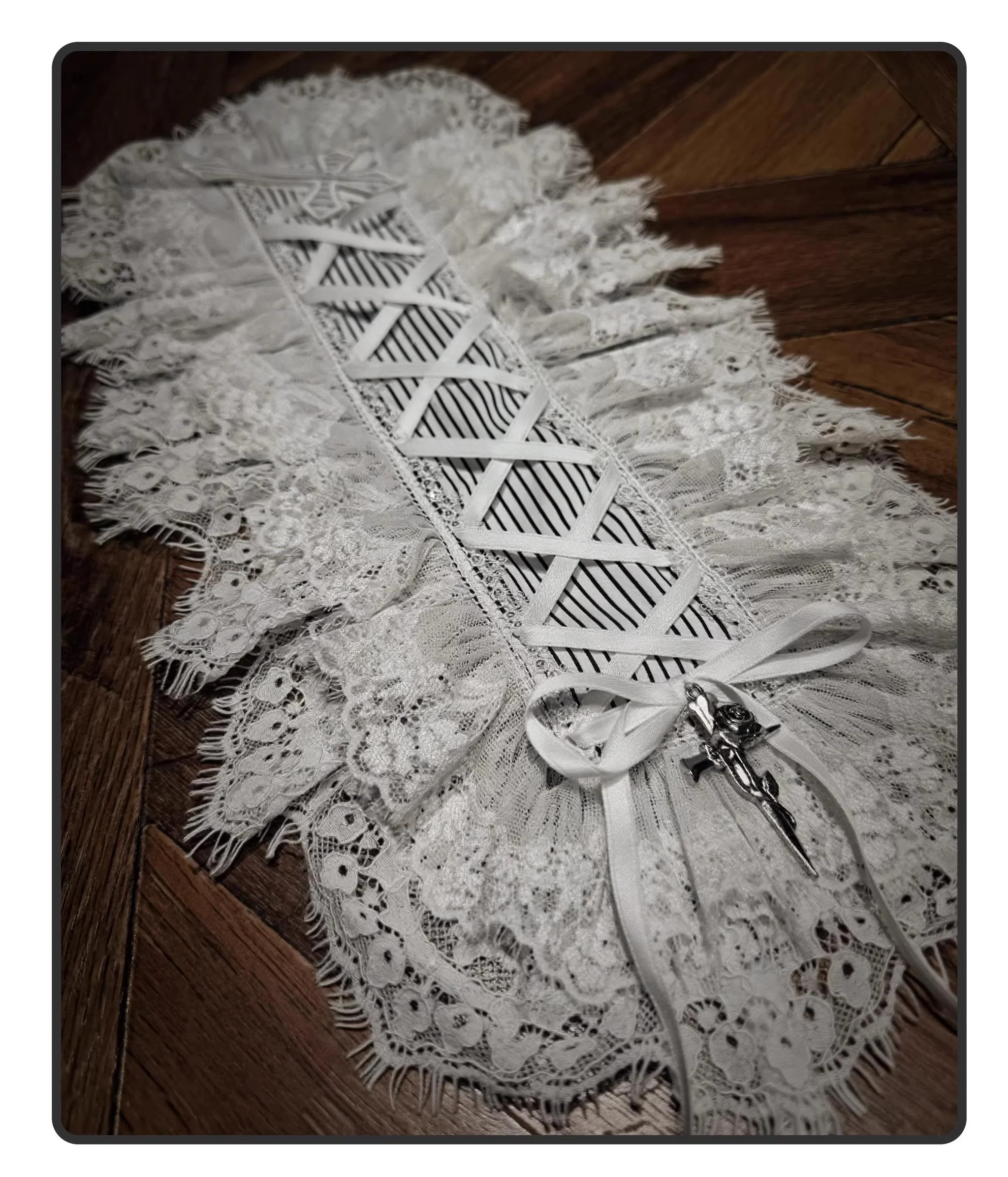 Striped Cross - Gothic Coordinated Lolita Set, Adjustable Blouse & Skirt - Image 36