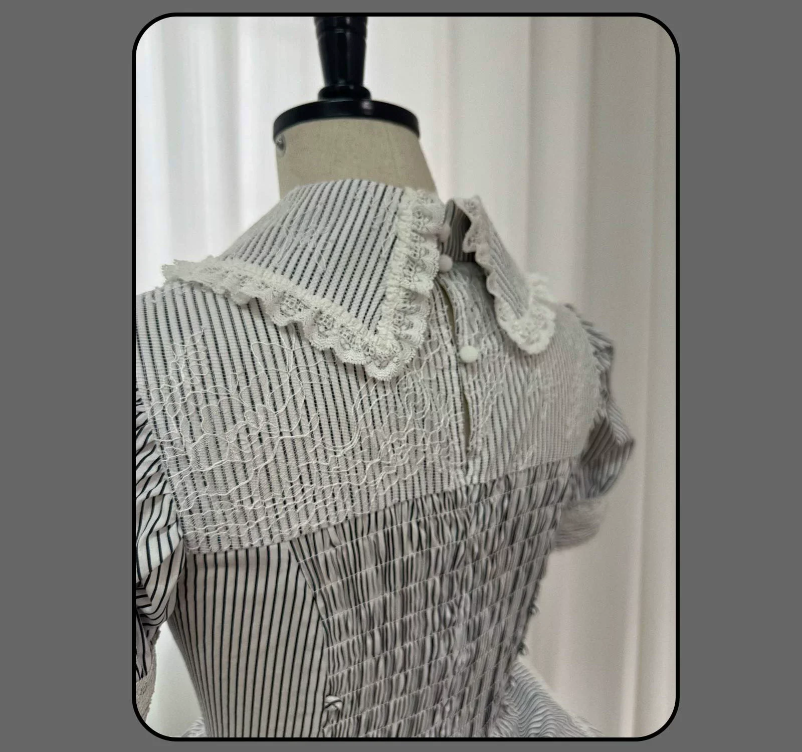 Striped Cross - Gothic Coordinated Lolita Set, Adjustable Blouse & Skirt - Image 57