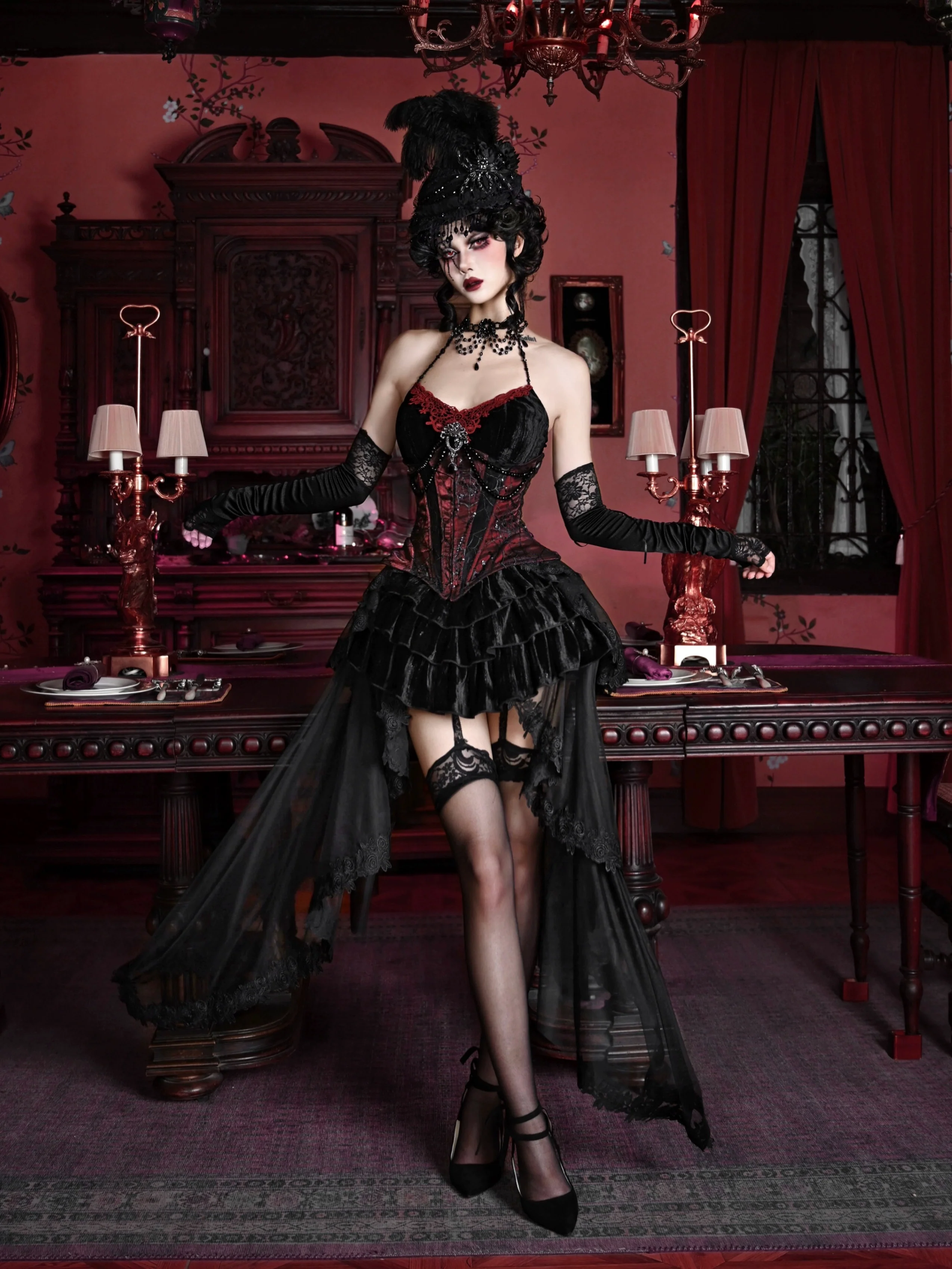 Blood Supply - Duchess - Velvet Gothic Lolita Dress, Corset & Skirt - Image 21
