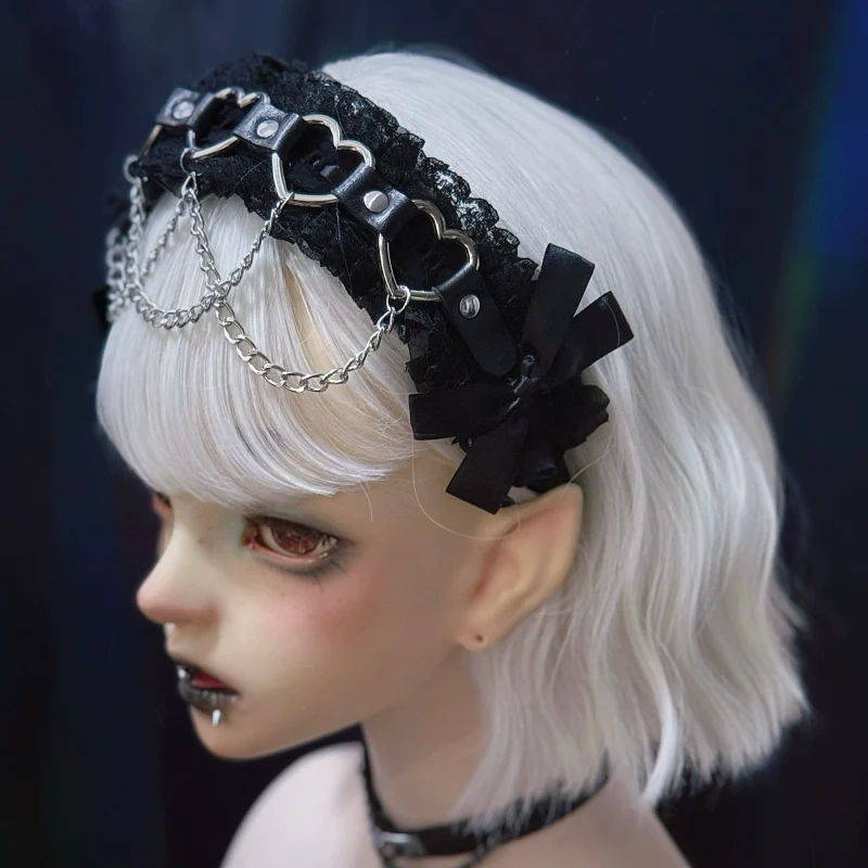 Strange Sugar - Gothic Handmade Lace Headband, Heart & Chain Decoration - Image 4