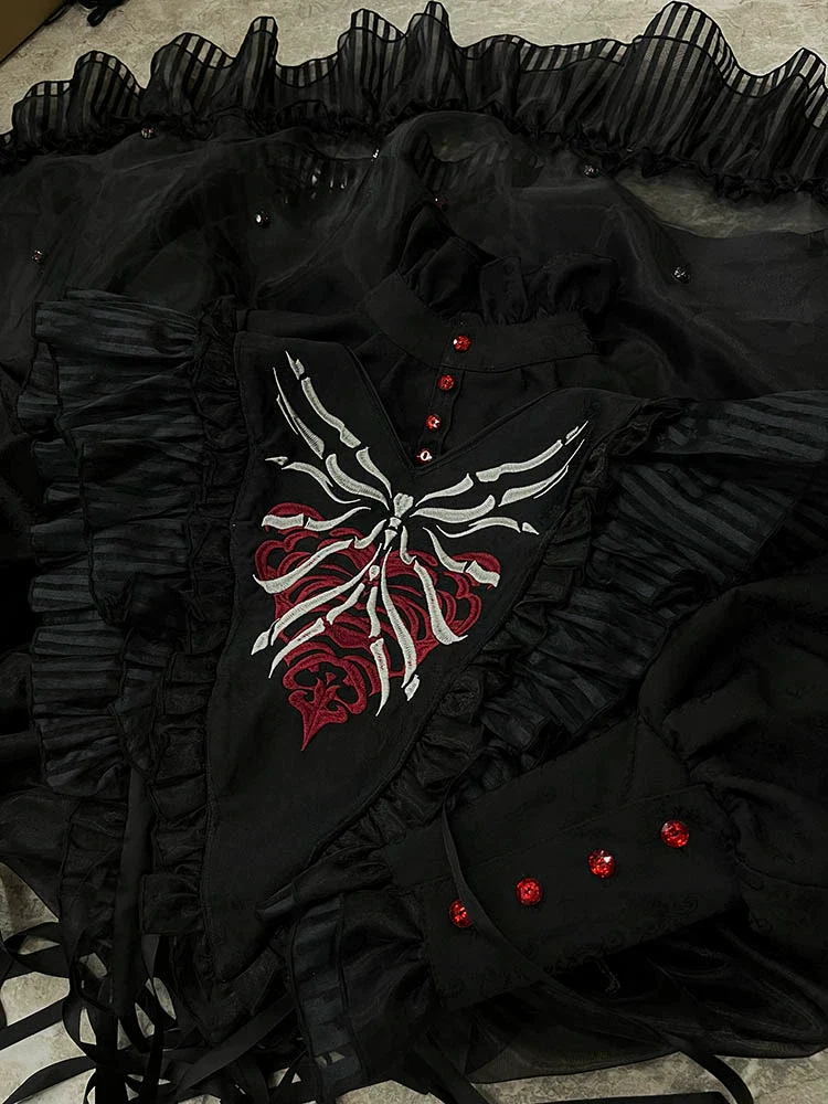 MMM - Gothic Lolita Accessory Red Bone Fake Collar - Image 3