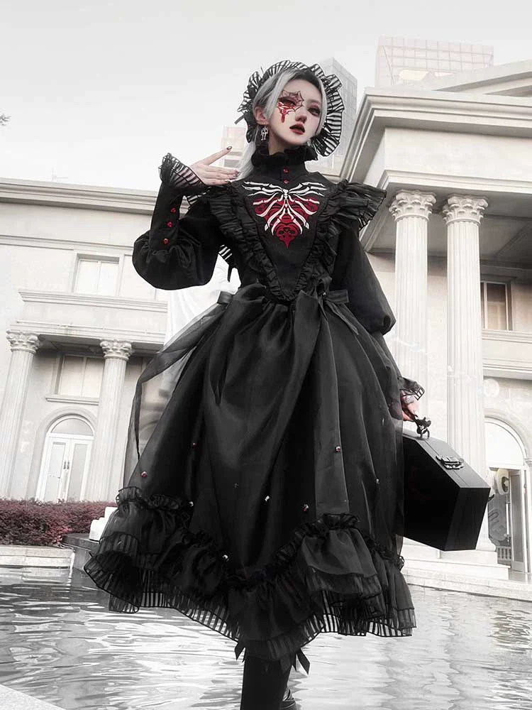 MMM - Gothic Lolita Accessory Red Bone Fake Collar - Image 9