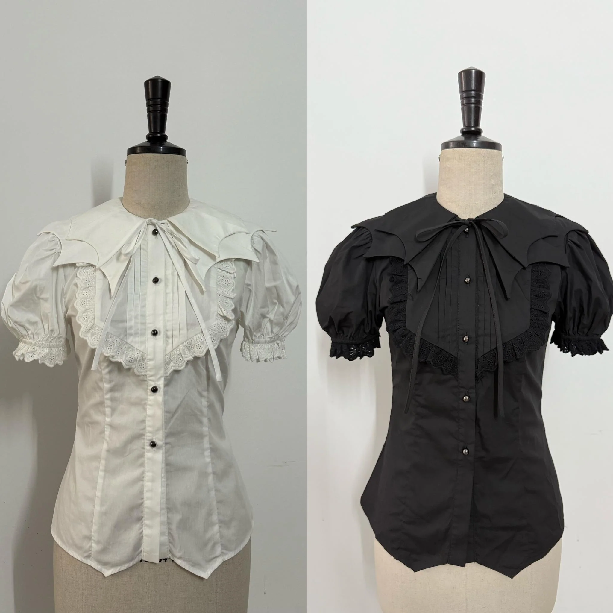 Gazing Galactic - Dusk Melody - Gothic Lolita Bat Shaped Collar Shirt, Detachable Jabot - Image 2