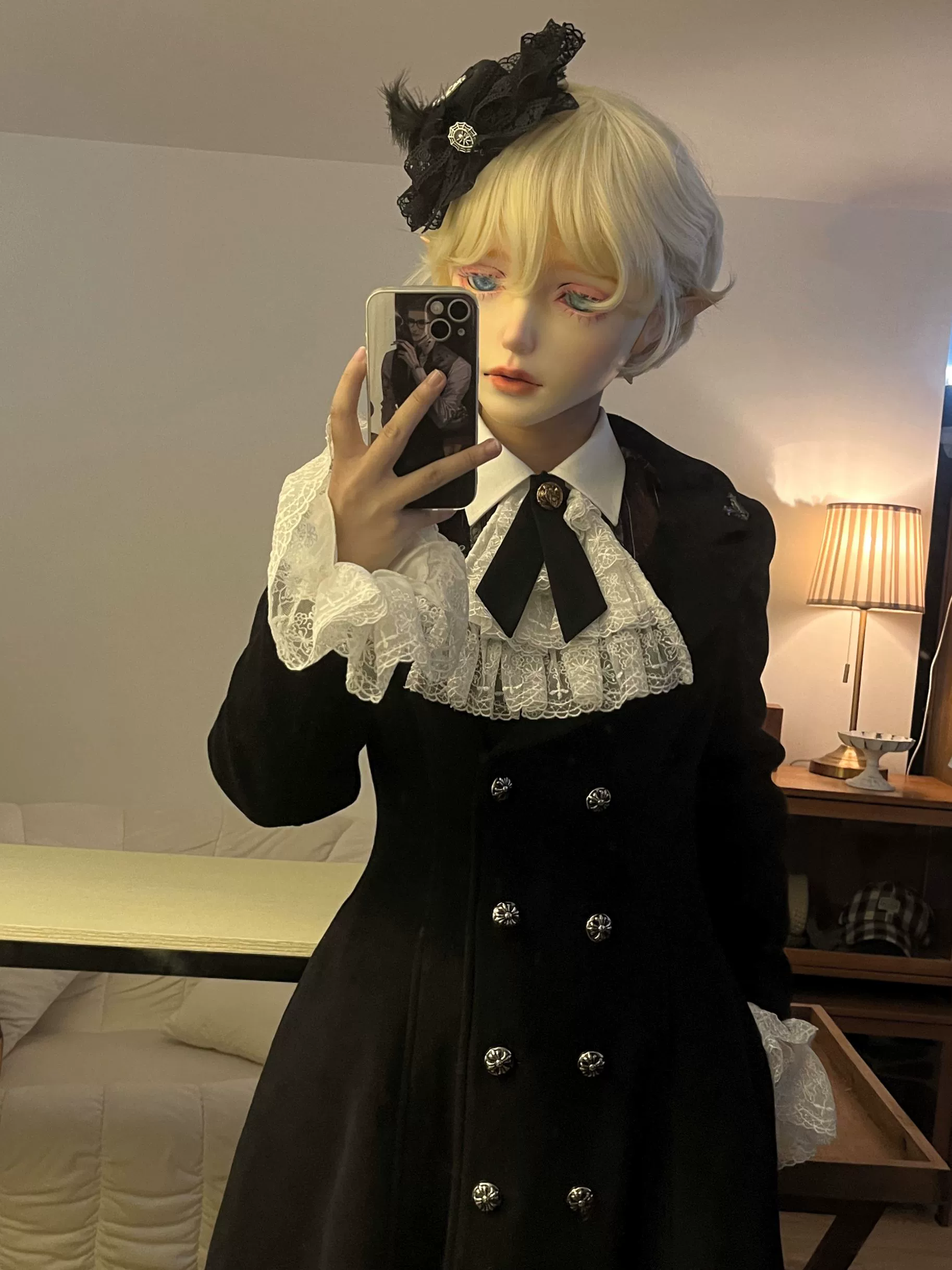Nightingale Girl - Downfall Dawn - Gothic Lolita Black Double-Breasted Coat - Image 10