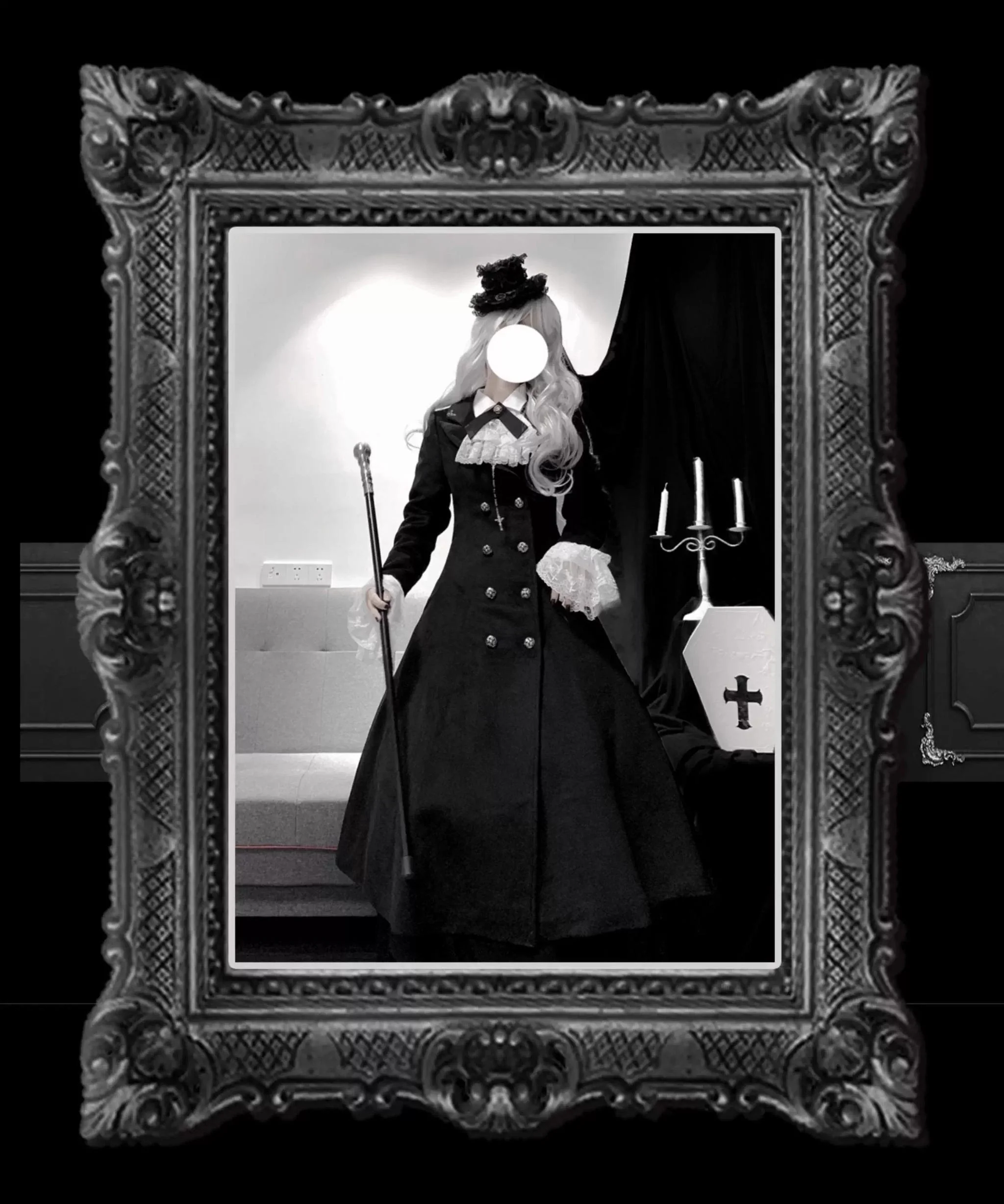 Nightingale Girl - Downfall Dawn - Gothic Lolita Black Double-Breasted Coat - Image 12