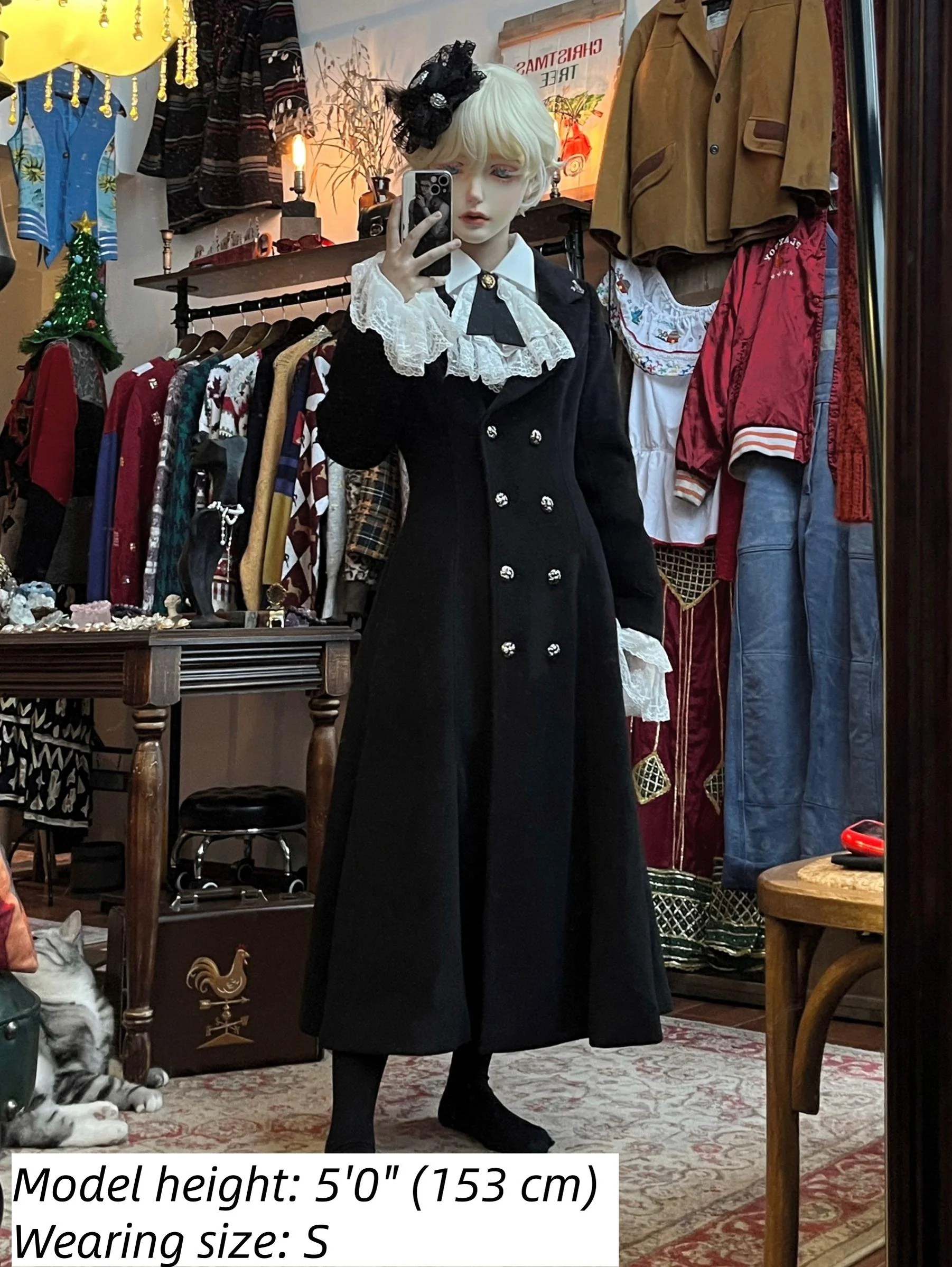 Nightingale Girl - Downfall Dawn - Gothic Lolita Black Double-Breasted Coat - Image 9