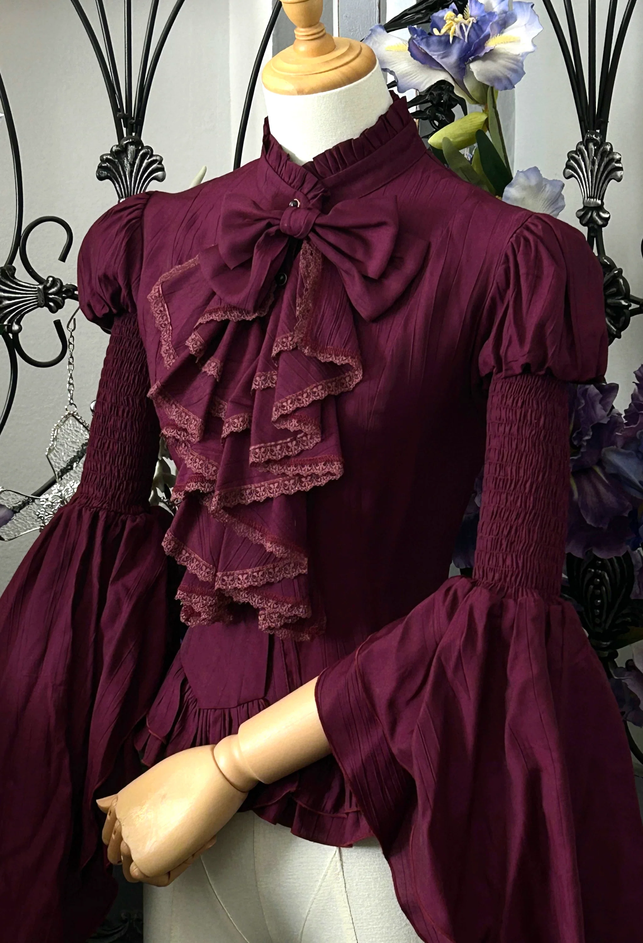 Dragon Bone Cemetery - Gothic Lolita Blouse, Detachable Bell Sleeves - Image 15