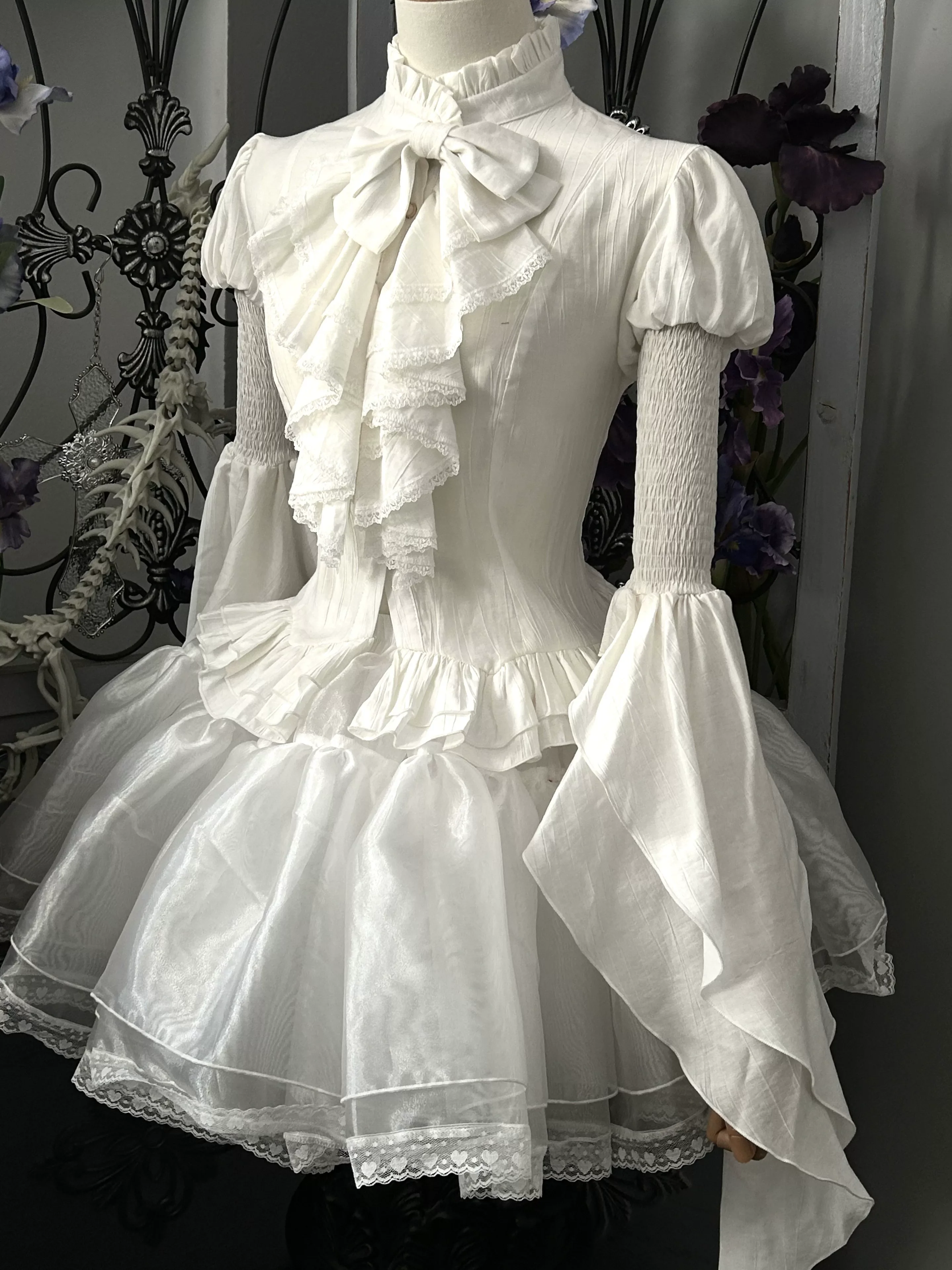 Dragon Bone Cemetery - Gothic Lolita Blouse, Detachable Bell Sleeves - Image 3