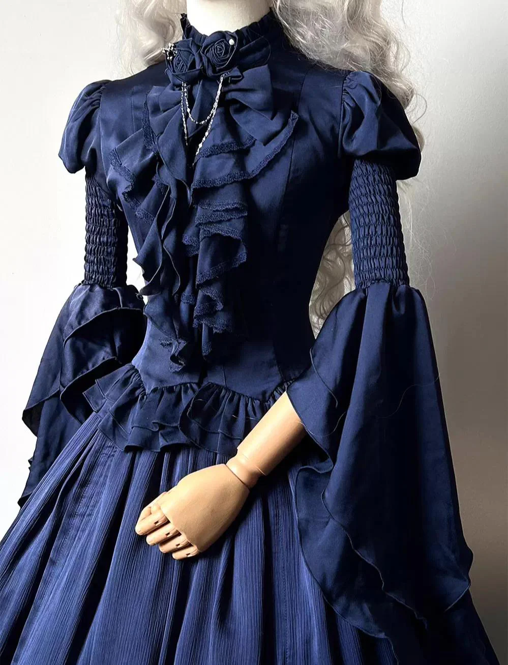 Dragon Bone Cemetery - Gothic Lolita Blouse, Detachable Bell Sleeves - Image 9