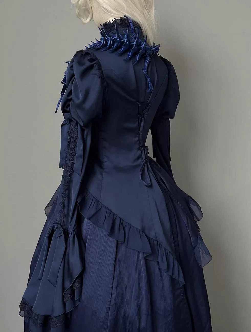 Dragon Bone - Gothic Lolita Blouse, Irregular Swallowtail Flounce Hem - Image 7
