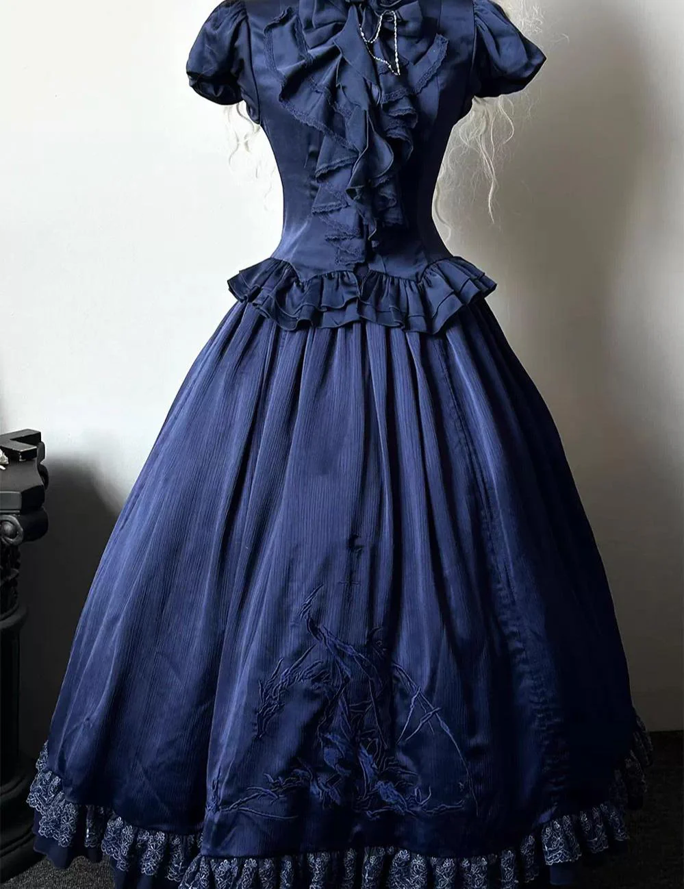 Dragon Bone - Gothic Lolita Blouse, Irregular Swallowtail Flounce Hem - Image 8