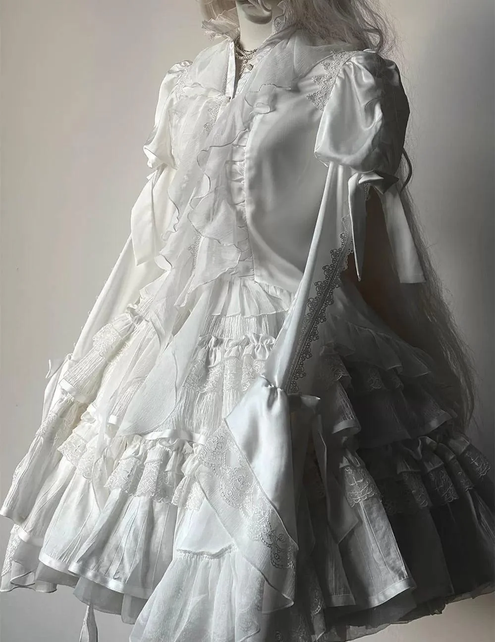 Dragon Bone - Gothic Lolita Blouse, Irregular Swallowtail Flounce Hem - Image 9