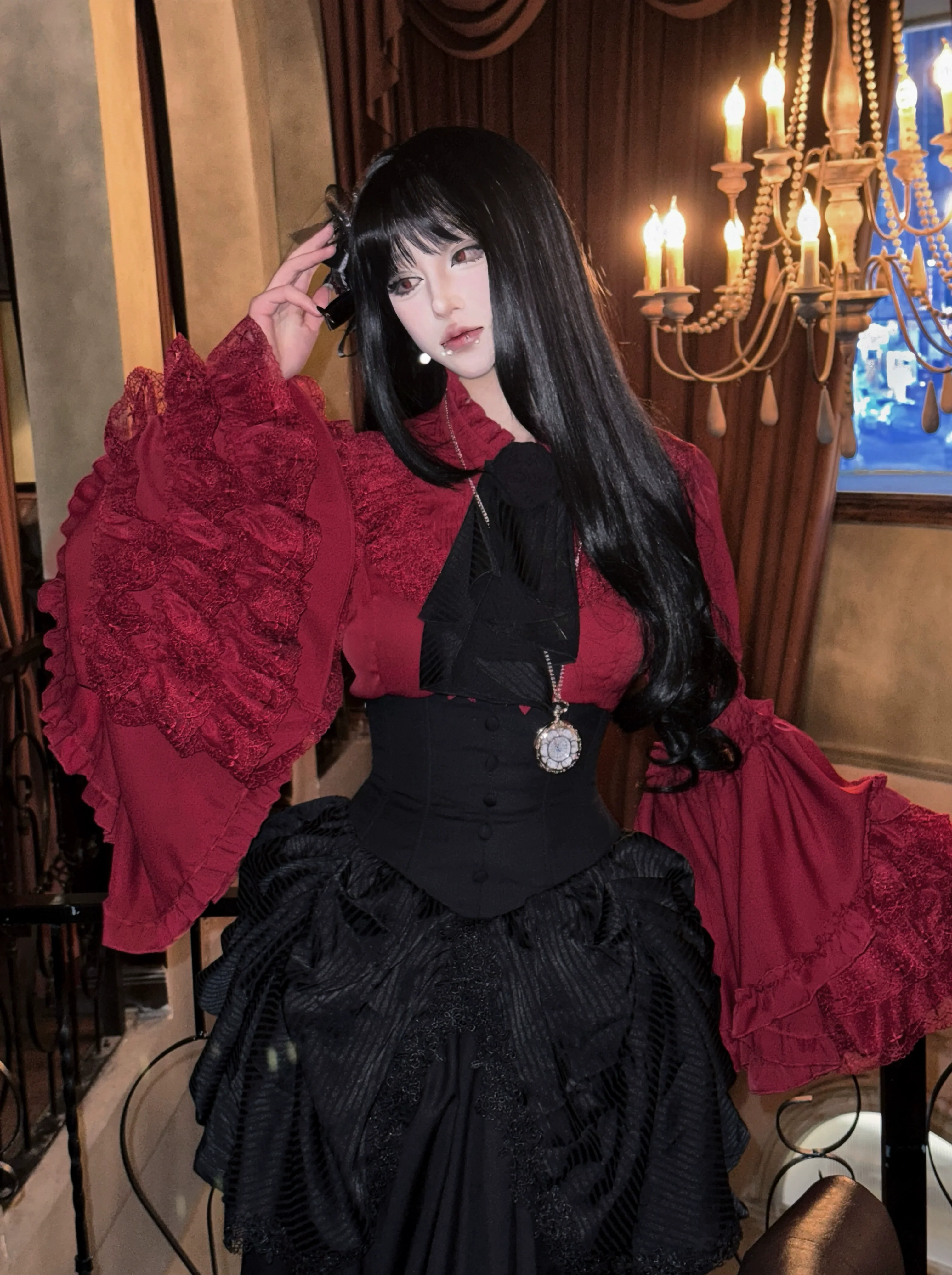Twilight Zone - Gothic Lolita Blouse, Lace Hime-sleeve - Image 3