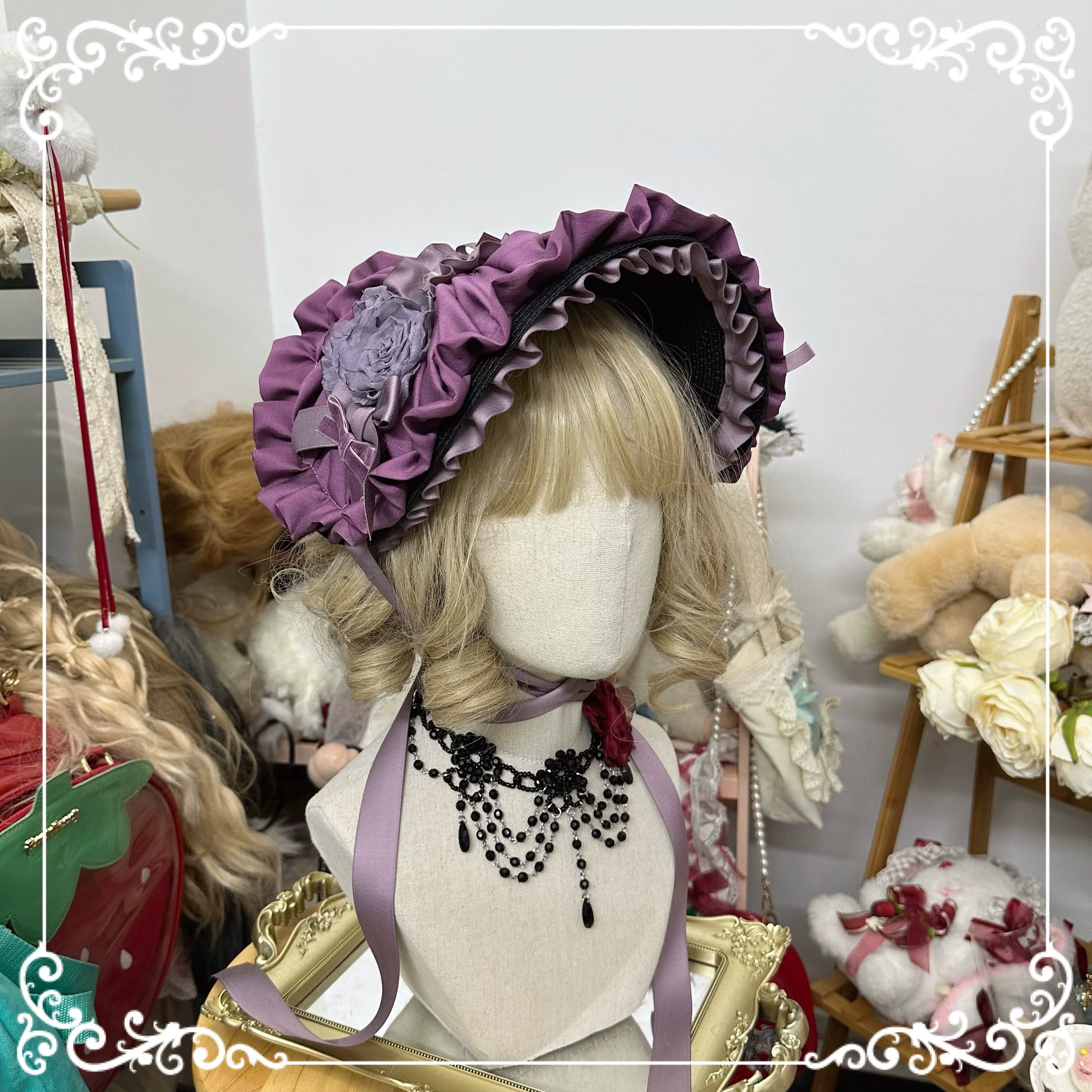 Gothic Lolita Bonnet Pure Cotton Hat - Image 10
