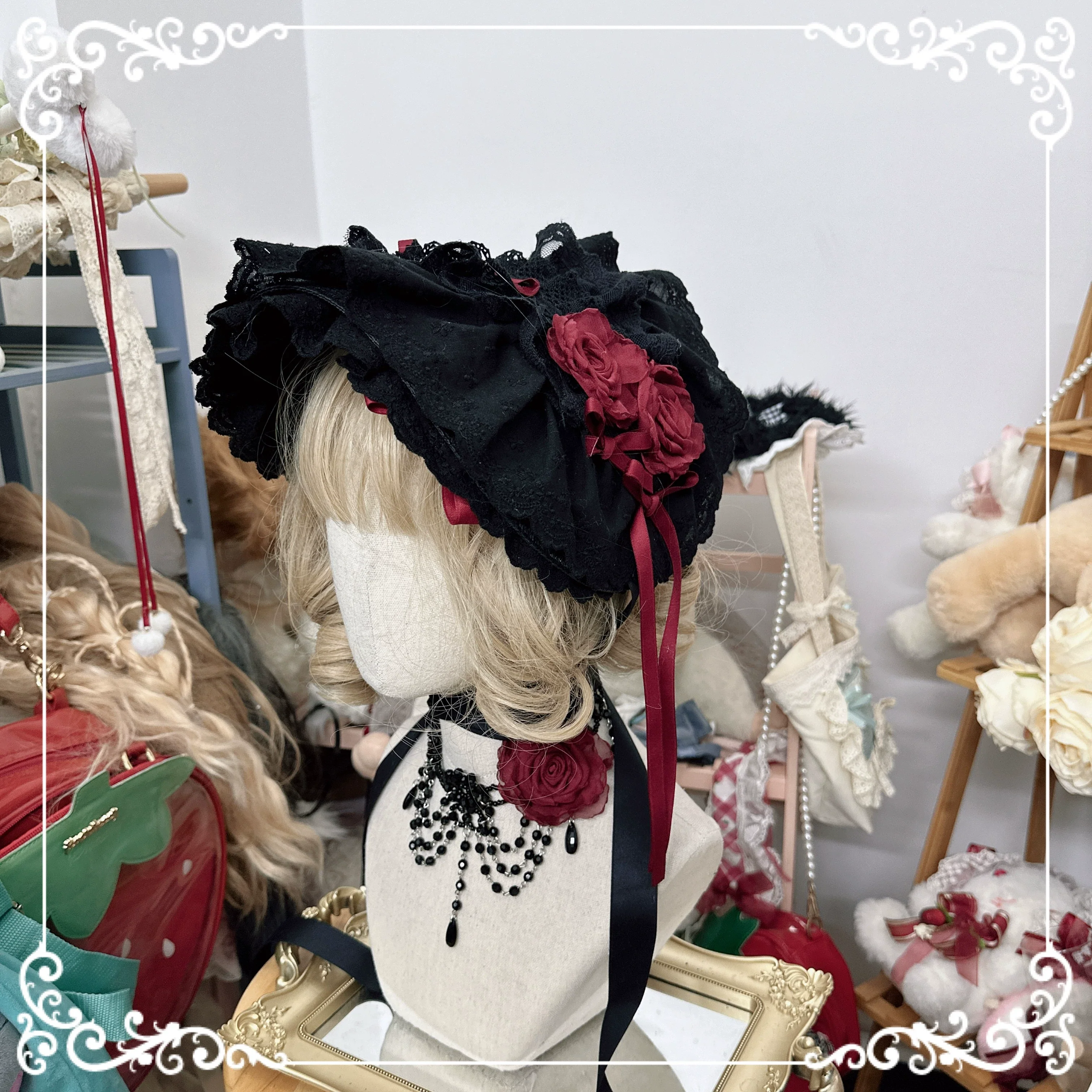 Gothic Lolita Bonnet Pure Cotton Hat - Image 12