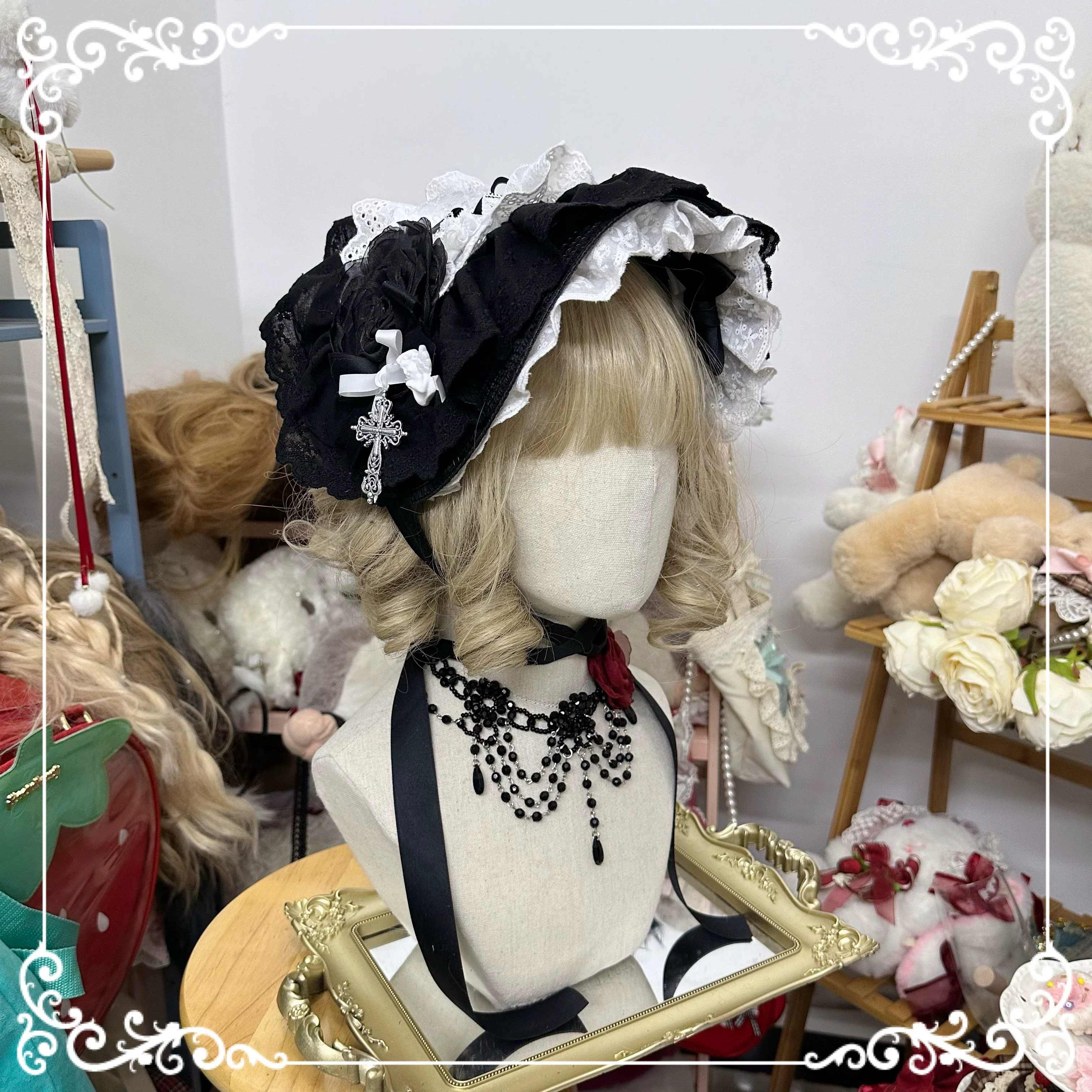 Gothic Lolita Bonnet Pure Cotton Hat - Image 14