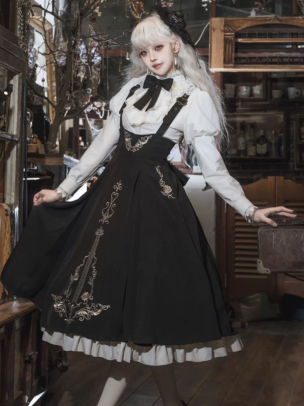Violin Variations - Gothic Lolita Bust-supporting Dress Set, Violin Embroidery - Image 14