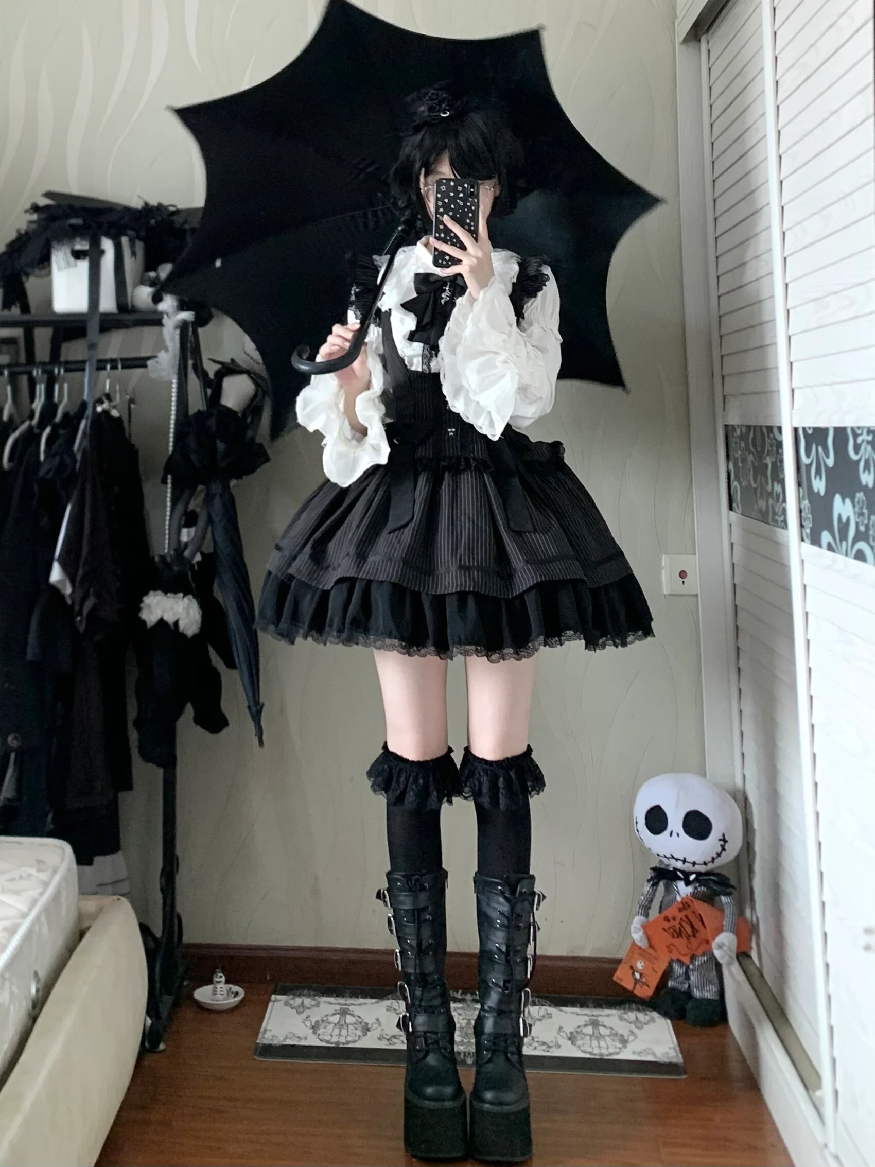 Moon Oath - Gothic Lolita Bust-supporting JSK Dress, Striped Style - Image 12