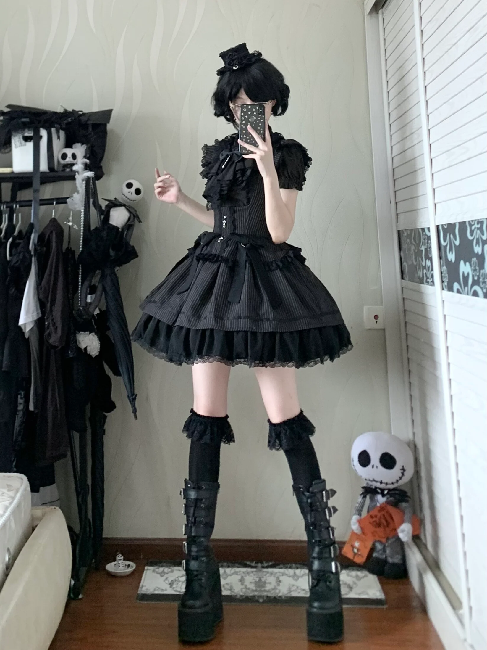 Moon Oath - Gothic Lolita Bust-supporting JSK Dress, Striped Style - Image 9