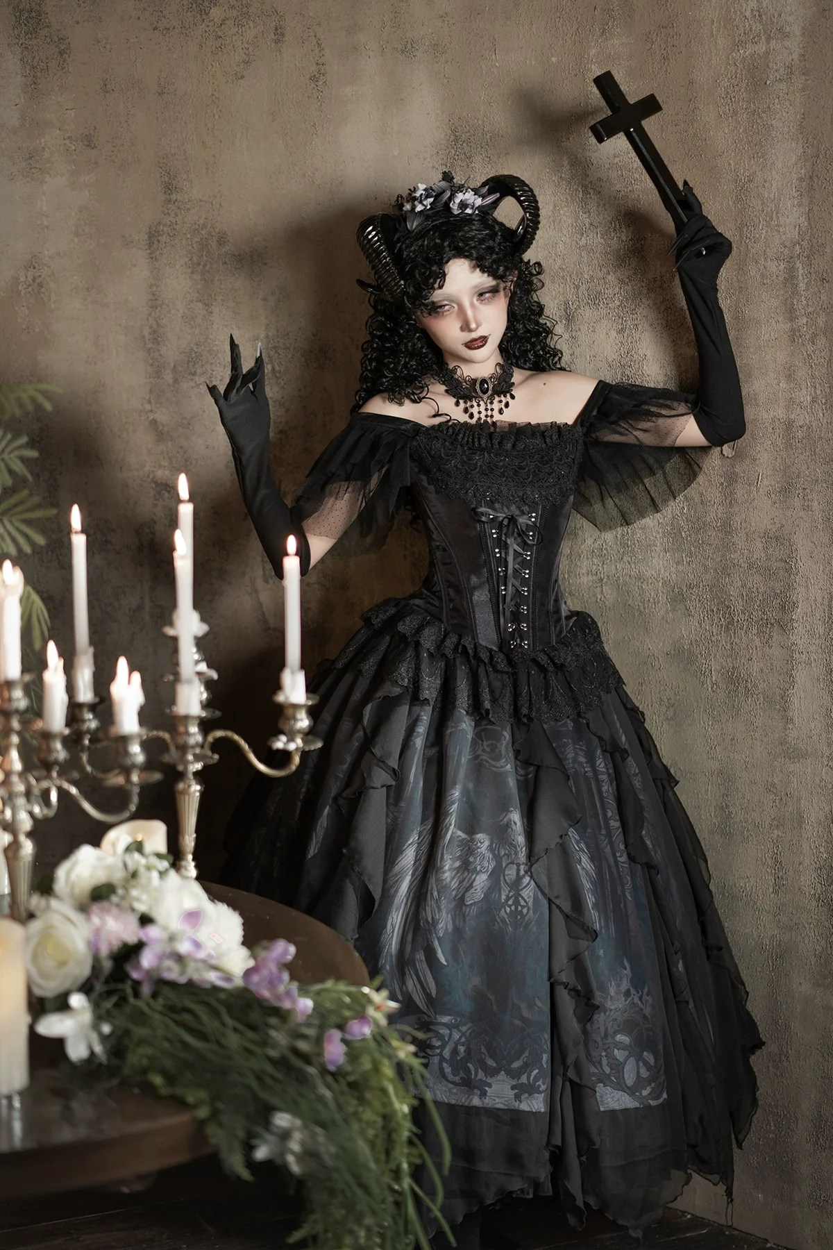 Muppet Mind Ben - Demon Goat - Gothic Lolita Corset & Printed SK - Image 7