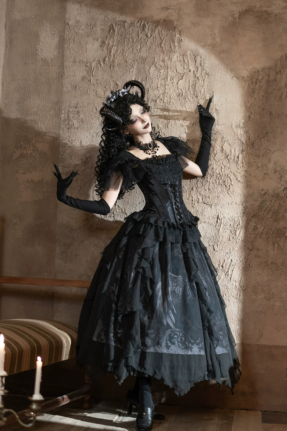 Muppet Mind Ben - Demon Goat - Gothic Lolita Corset & Printed SK - Image 8