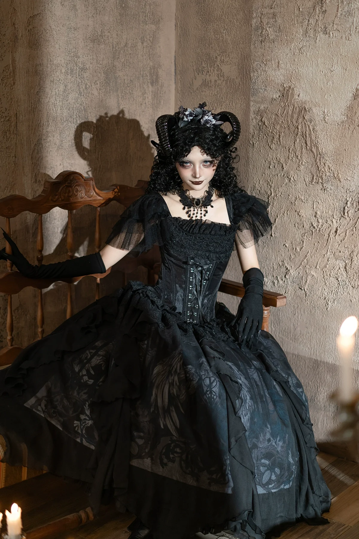 Muppet Mind Ben - Demon Goat - Gothic Lolita Corset & Printed SK - Image 9
