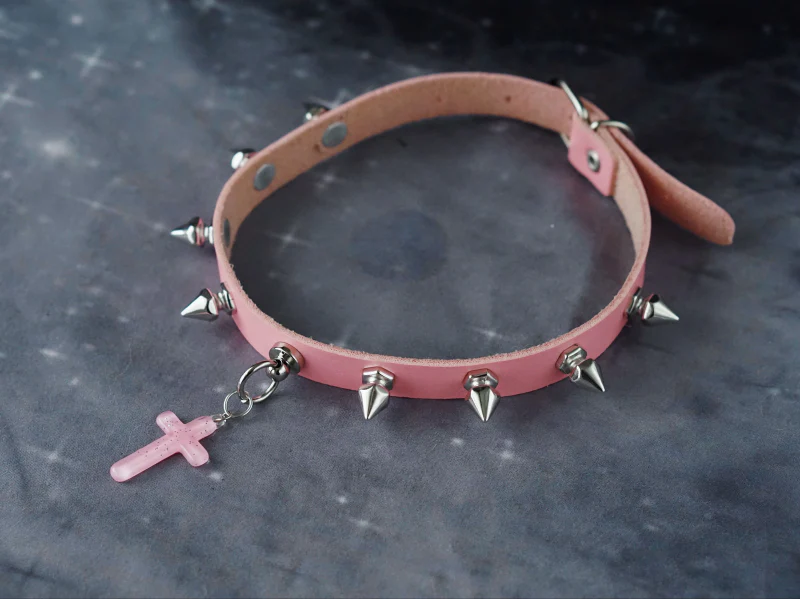 Strange Sugar - Gothic Lolita Cross Leather Choker - Image 14