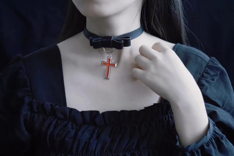Strange Sugar - Gothic Lolita Cross Leather Choker - Image 16