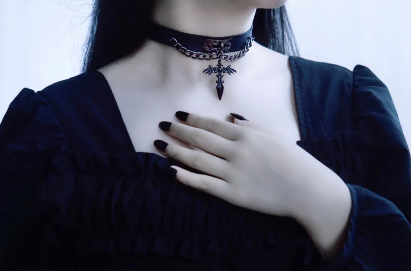 Strange Sugar - Gothic Lolita Cross Leather Choker - Image 22