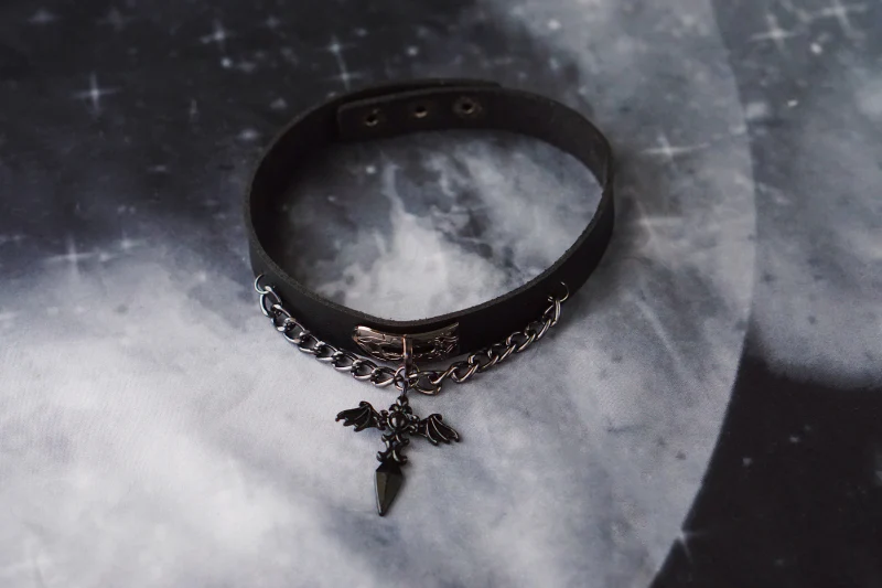 Strange Sugar - Gothic Lolita Cross Leather Choker - Image 3
