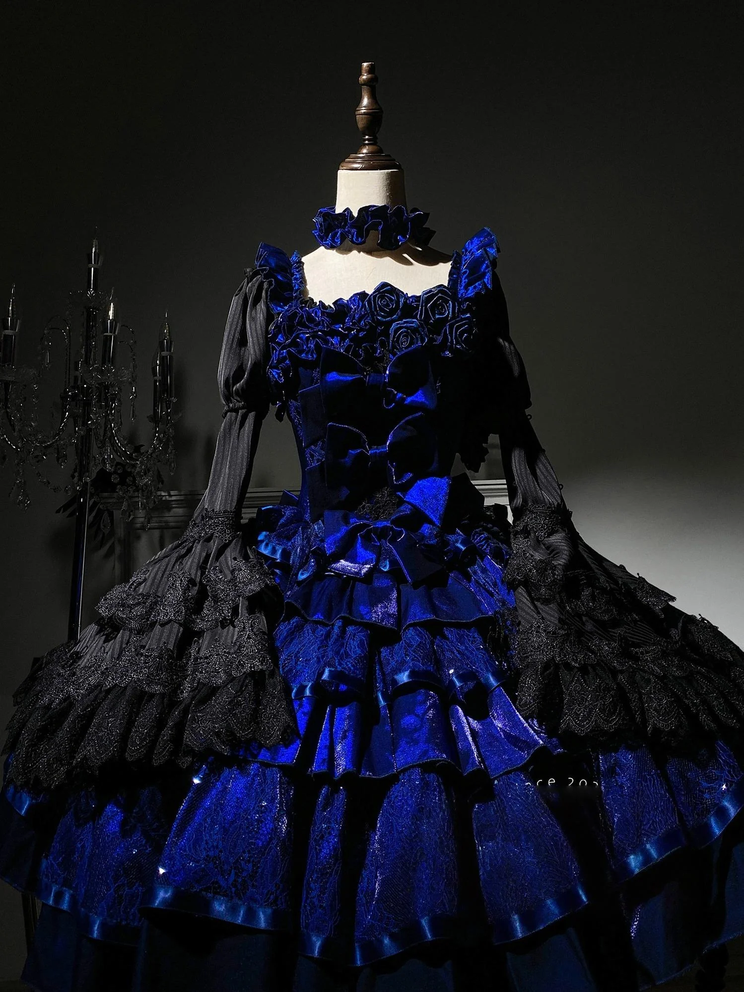 Eternal Night Rose - Gothic Lolita Doll Style JSK Dress, Tiered Ruffles - Image 4