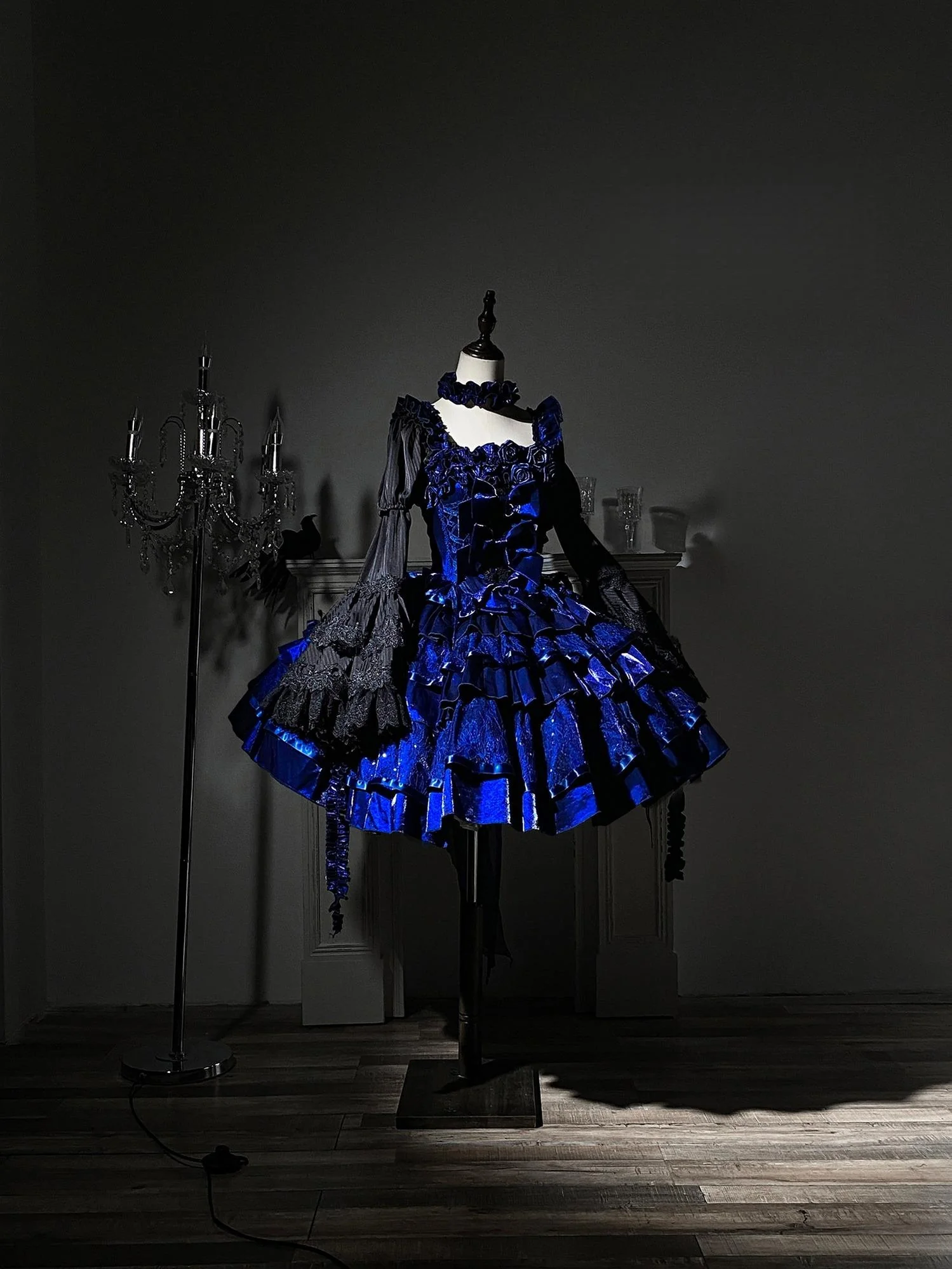 Eternal Night Rose - Gothic Lolita Doll Style JSK Dress, Tiered Ruffles - Image 5