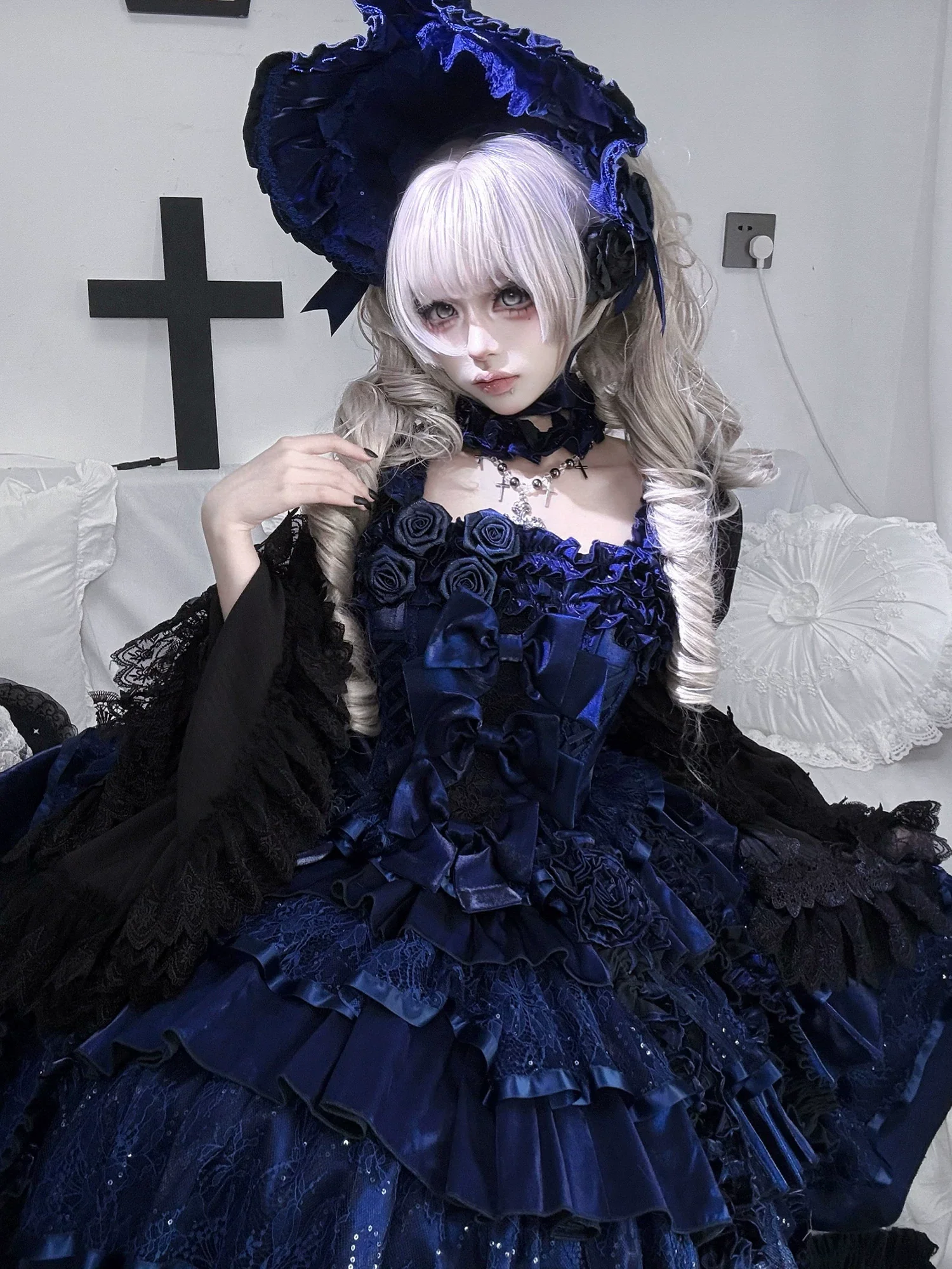 Eternal Night Rose - Gothic Lolita Doll Style JSK Dress, Tiered Ruffles - Image 9
