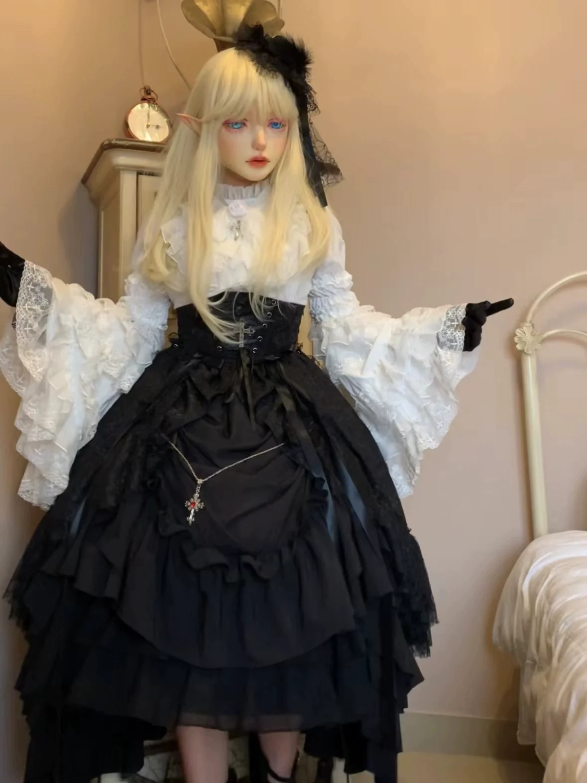 Nightingale Girl - Eternal Taboo - Gothic Lolita Dress with Princess Sleeve Shirt - Image 12