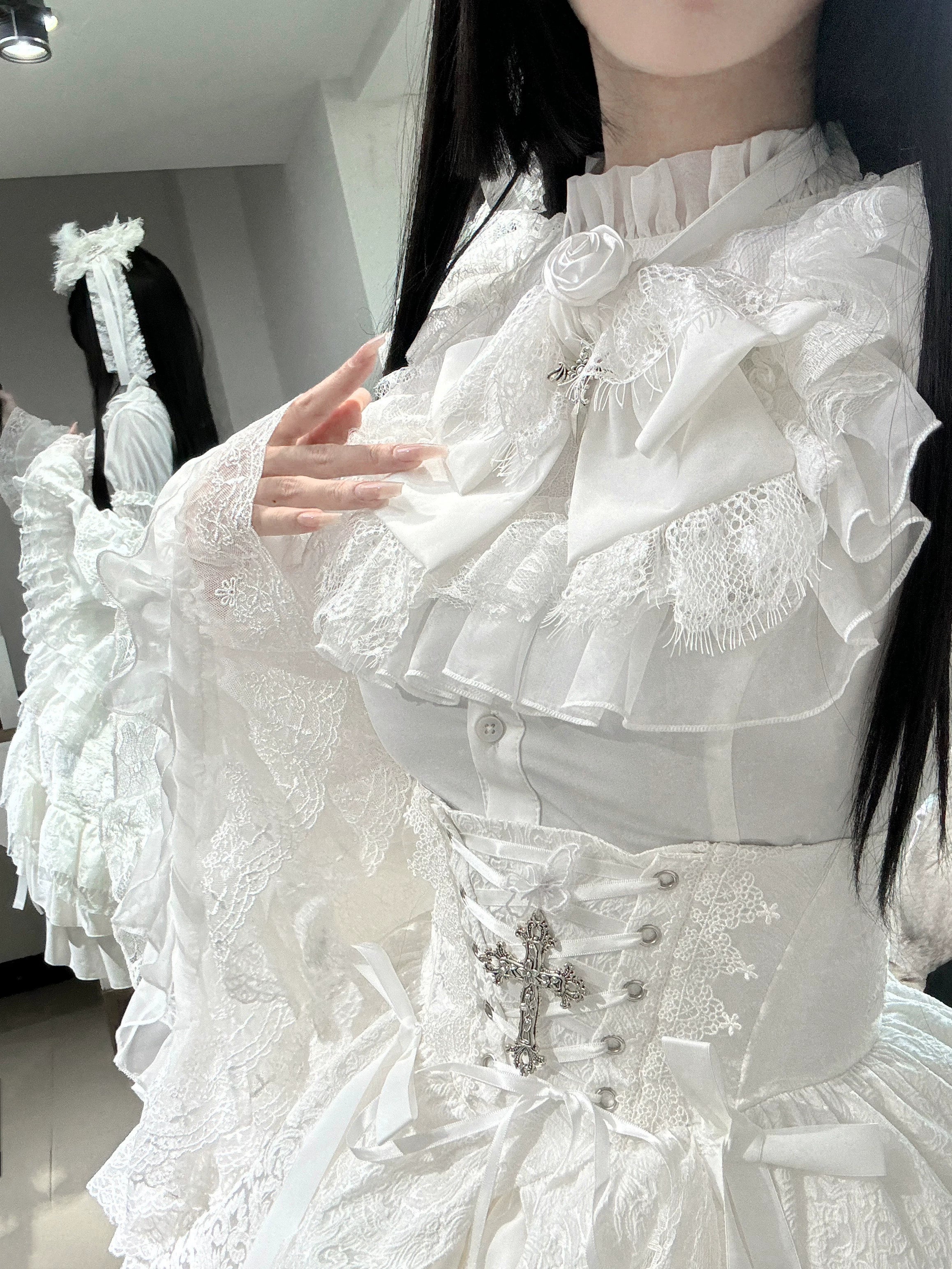 Nightingale Girl - Eternal Taboo - Gothic Lolita Dress with Princess Sleeve Shirt - Image 16