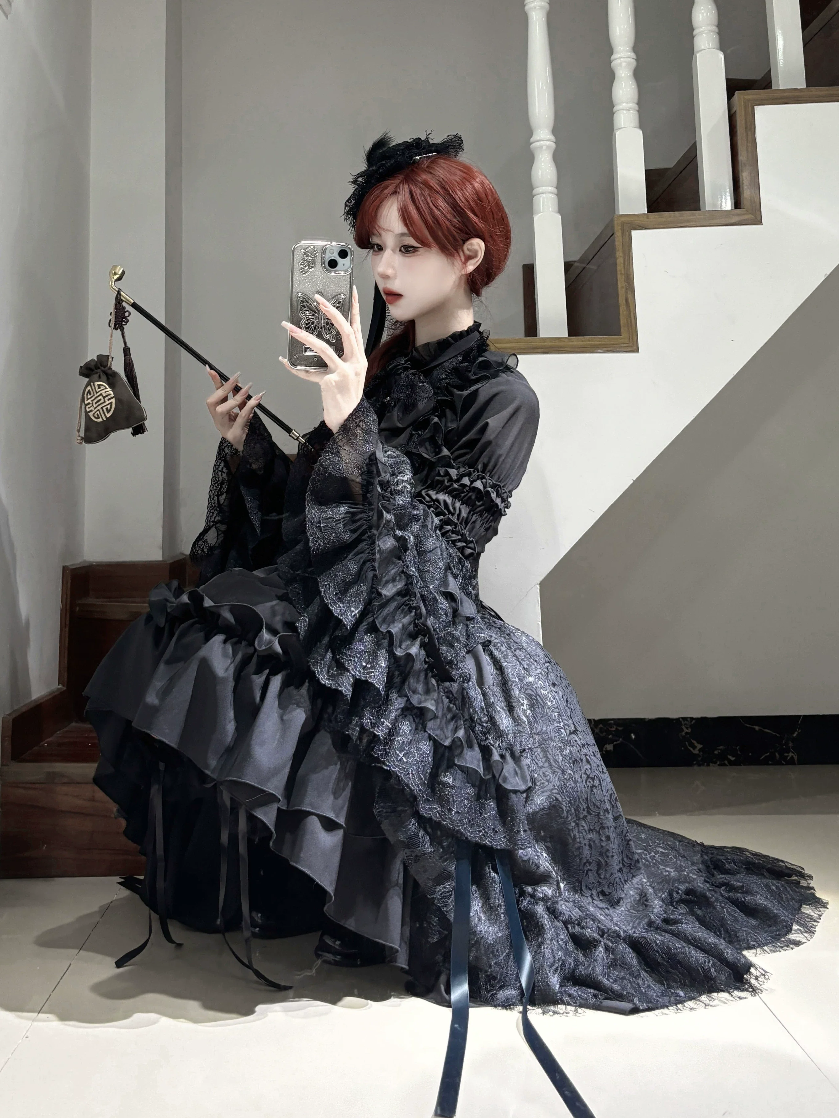 Nightingale Girl - Eternal Taboo - Gothic Lolita Dress with Princess Sleeve Shirt - Image 6