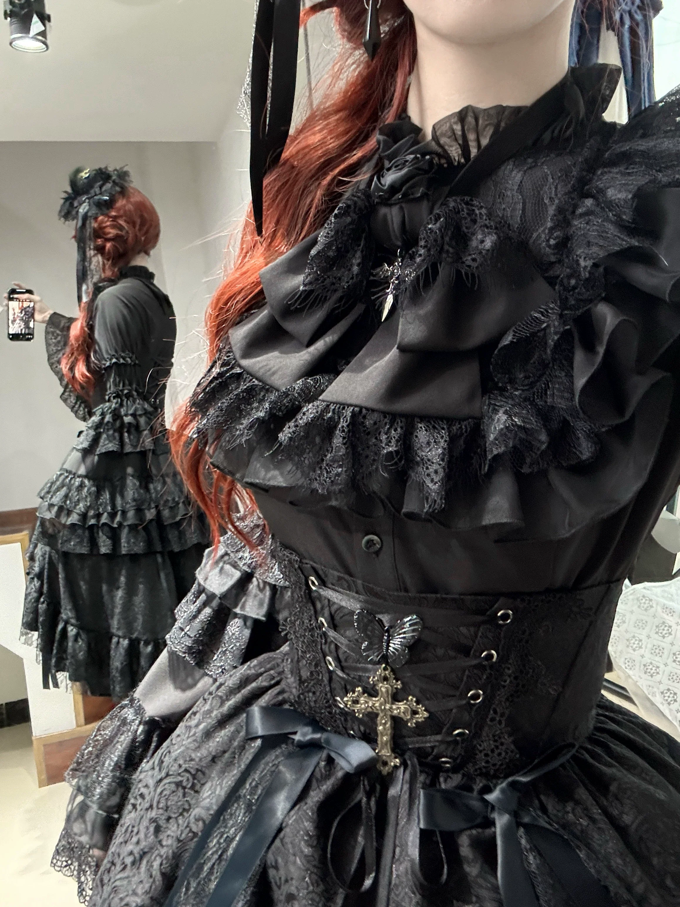 Nightingale Girl - Eternal Taboo - Gothic Lolita Dress with Princess Sleeve Shirt - Image 7